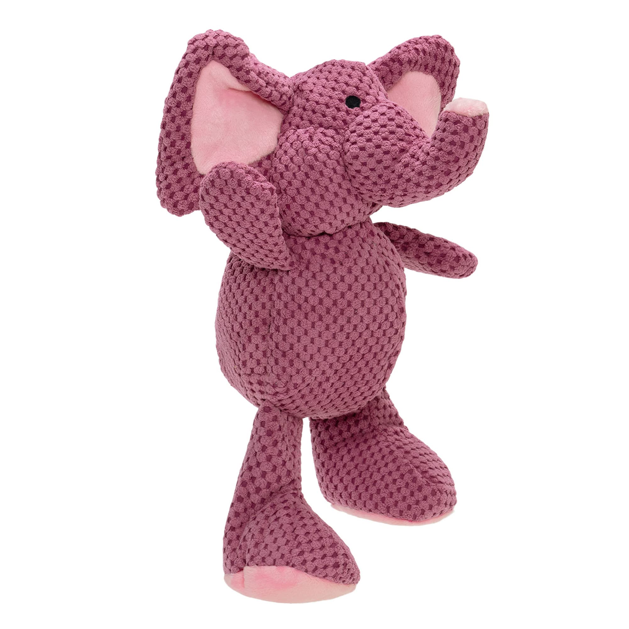 Godog Checkers Elephant Squeaky Plush Dog Toy, Chew Guard Technology - Violet, Large