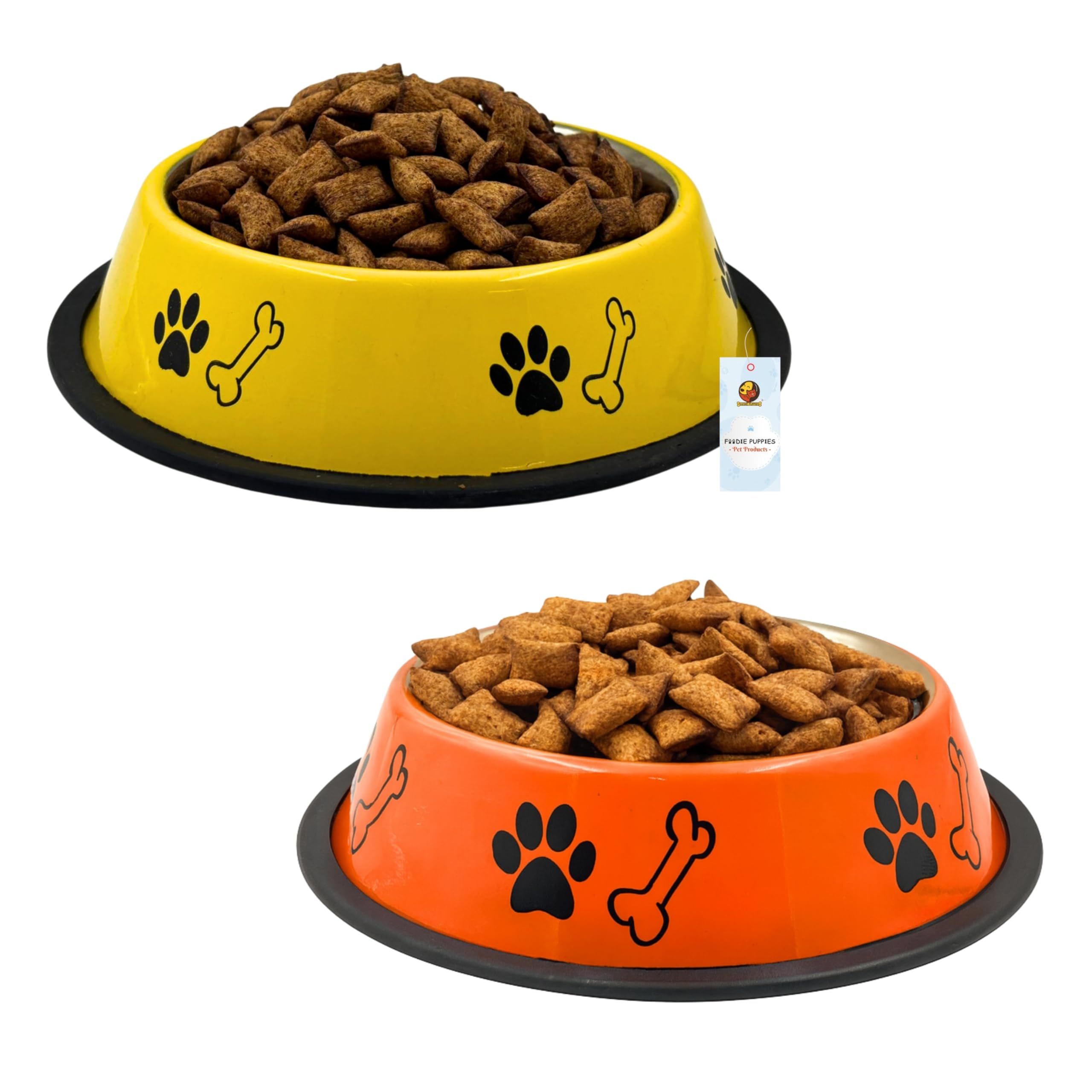 Foodie Puppies Stainless Steel Dog Bowl Combo  (Large, 1800Ml) Food & Water Feeding Bowl | Suitable For Medium To Large Dogs I 
