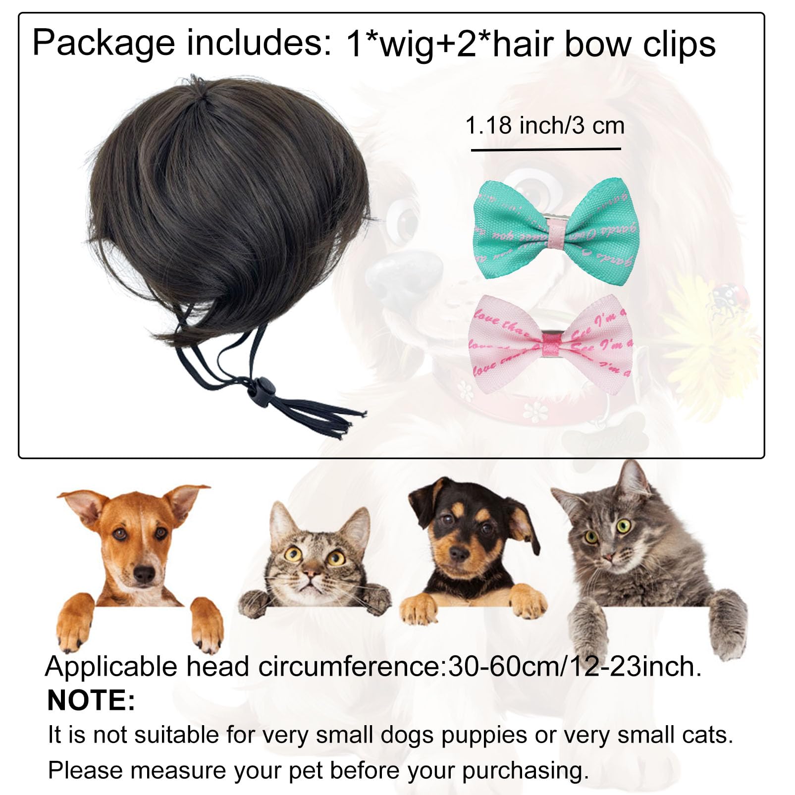 Funny Dog Wig Pet Costumes,Kediciz Cat Costume Synthetic Hairpiece Cosplay Wigs, Headwear For Halloween Christmas Festivals Part
