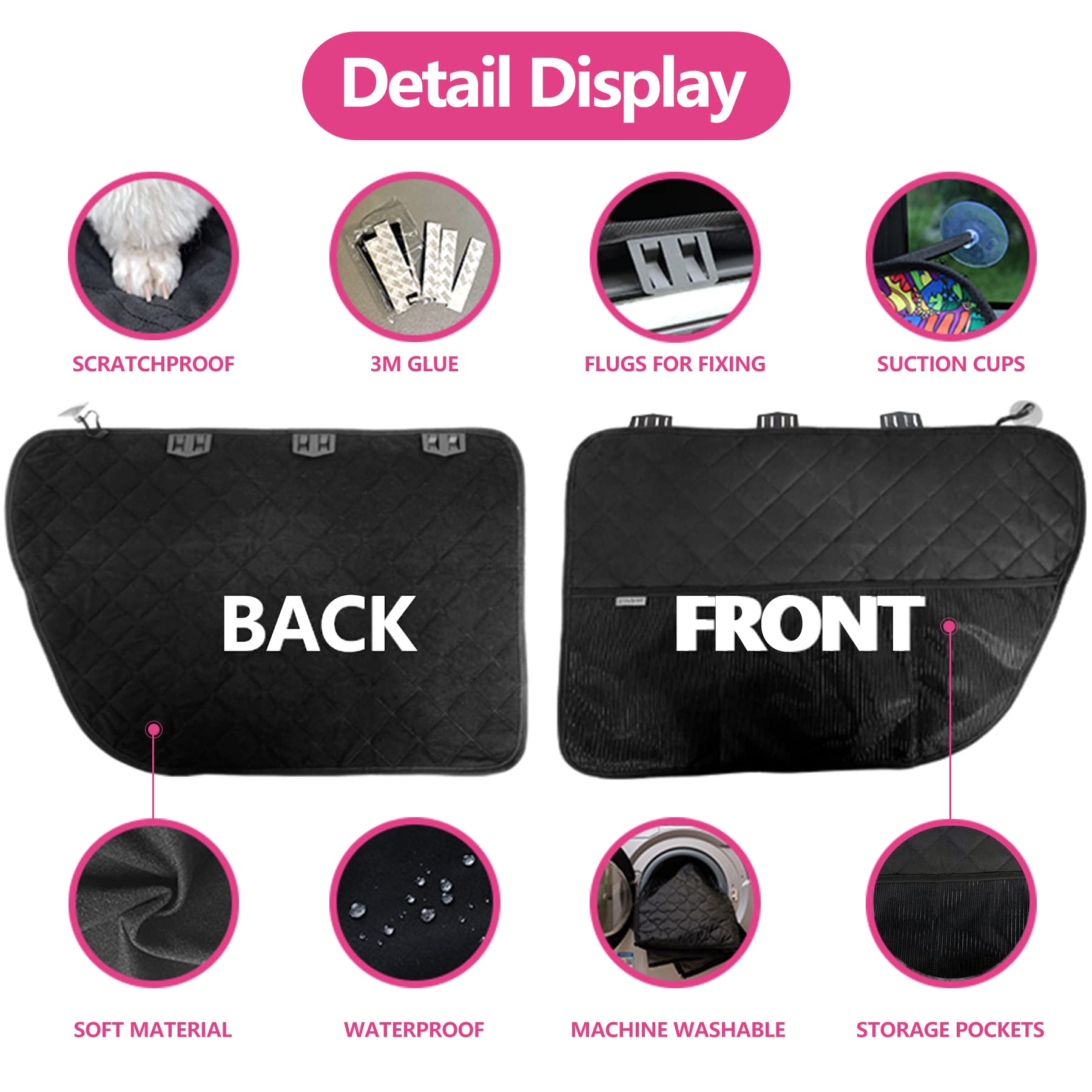 Winbate Car Door Protector for Dogs, Waterproof & Scratchproof, Black, 2-Pack, Machine Washable, Model WB-MD