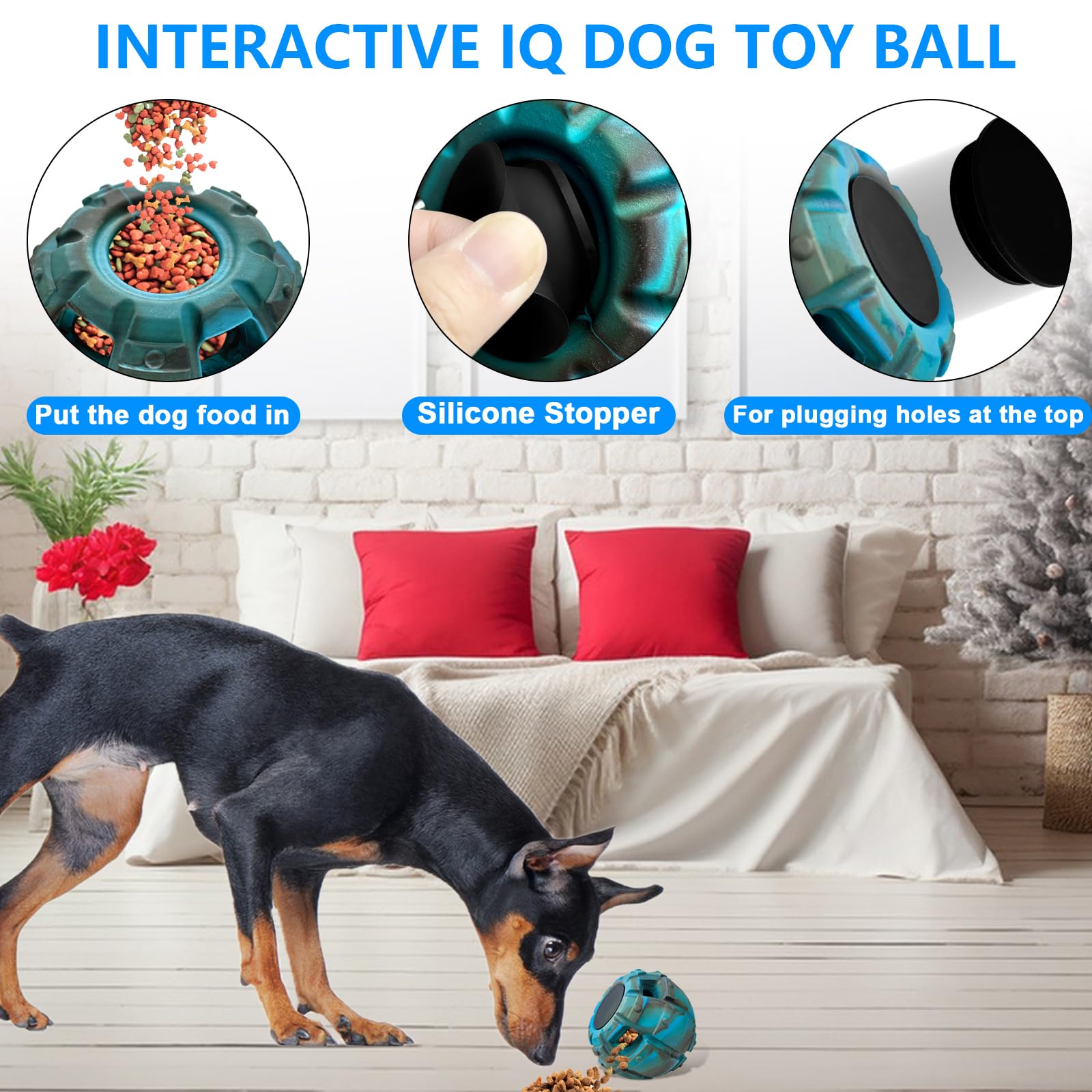 Yipetor Dog Toy, Frozen Treat Toy, Treat Dispensing Dog Toy, Puppy Small Medium Chew Toy, Freezable Fillable Rubber Dog Toys, I