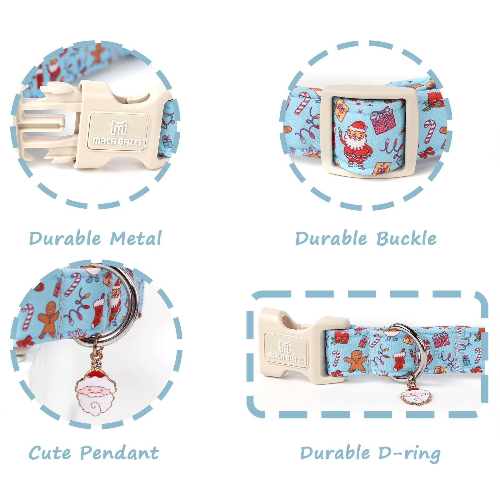 Maca Bates Cute Dog Collar Blue Puppy Collars Durable Comfortable Adjustable Birthday Gift For Xs Small Medium Large Xl Girl Boy
