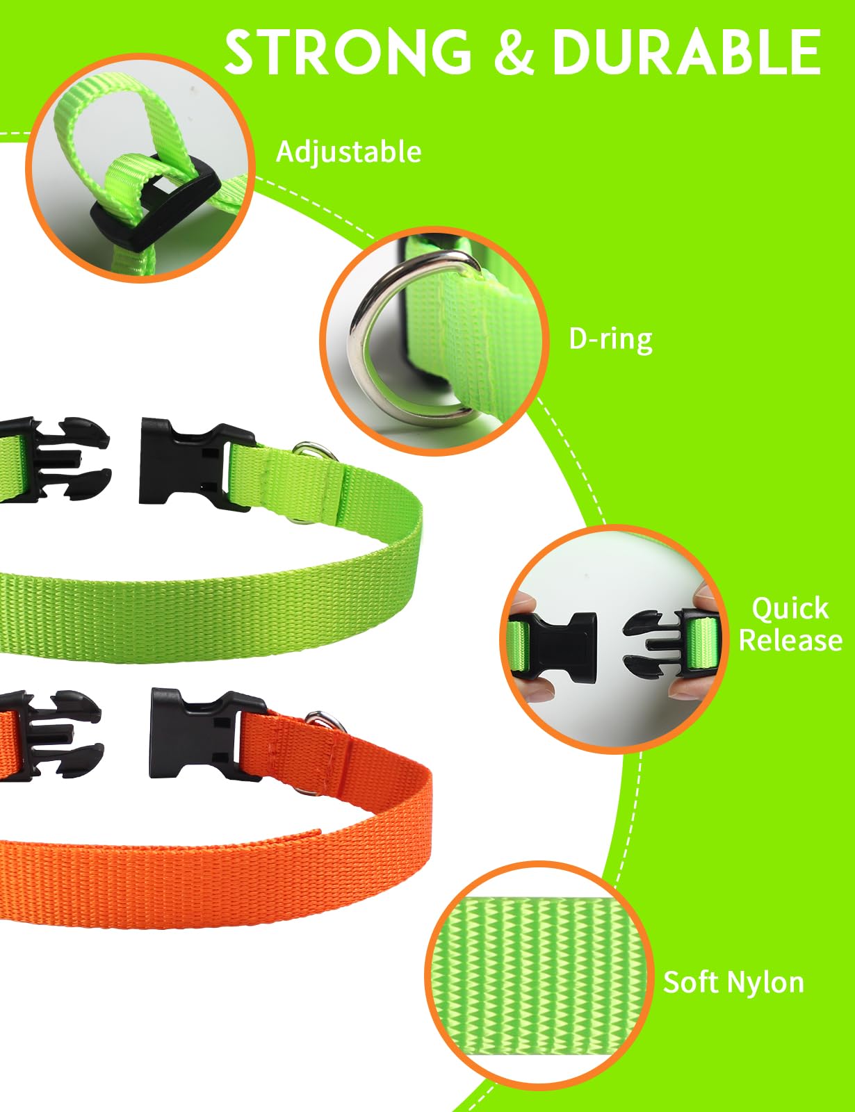 Paipaitek Replacement Collar For Shock Collar, Adjustable Dog Collar With Quick Release Buckle Nylon Collars For Small Medium La