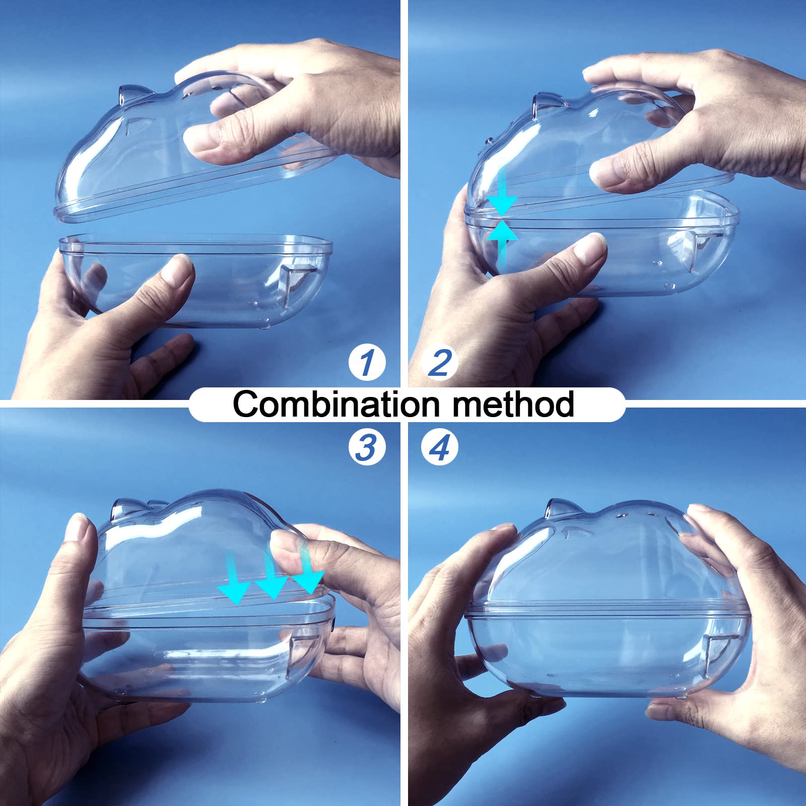 Lazyyzal Hamster Bathtub,Hamster Bathroom,Small Animal Habitat Décor,Sand Bath Container Transparent Beds,Hamster Bed,Ice Bathtub,Sleep Pad Nest,Sand Bath Box For Small Pet Animals Cage Accessories(S)