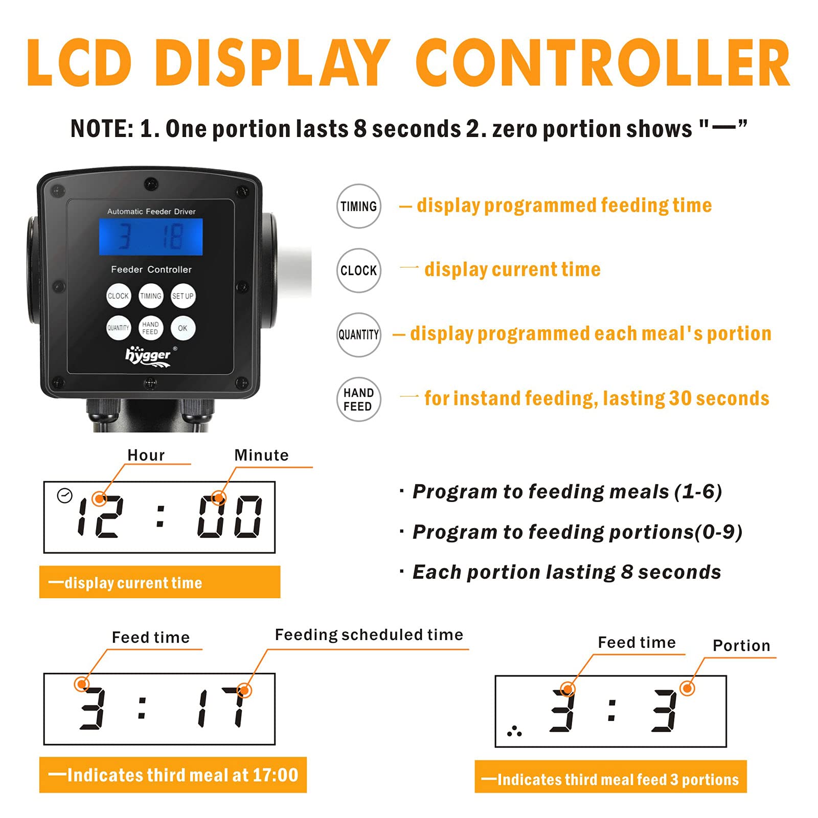 hygger Large Programmable Auto Pond Feeder with LCD Display Controller Automatic Fish Food Feeding Dispenser Outdoor Koi Fish Fe