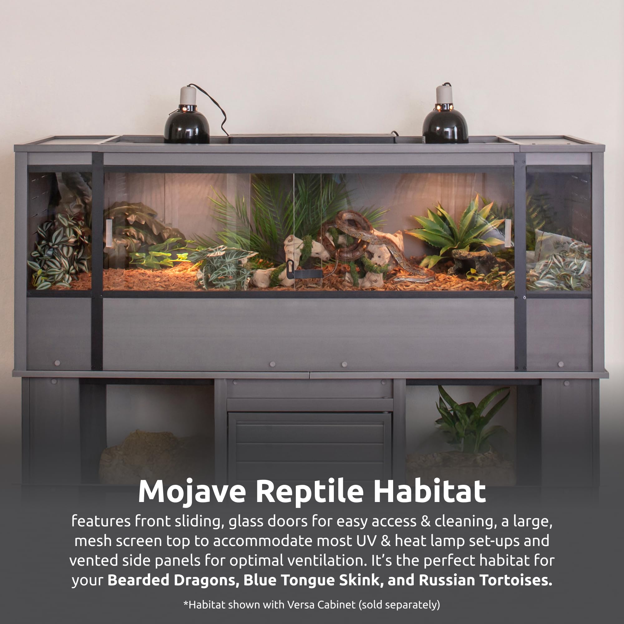 New Age Pet Ecoflex 60-Inch Mojave Reptile Lounge In Grey- Durable, Moisture-Resistant Wood Plastic Composite Habitat With Vente
