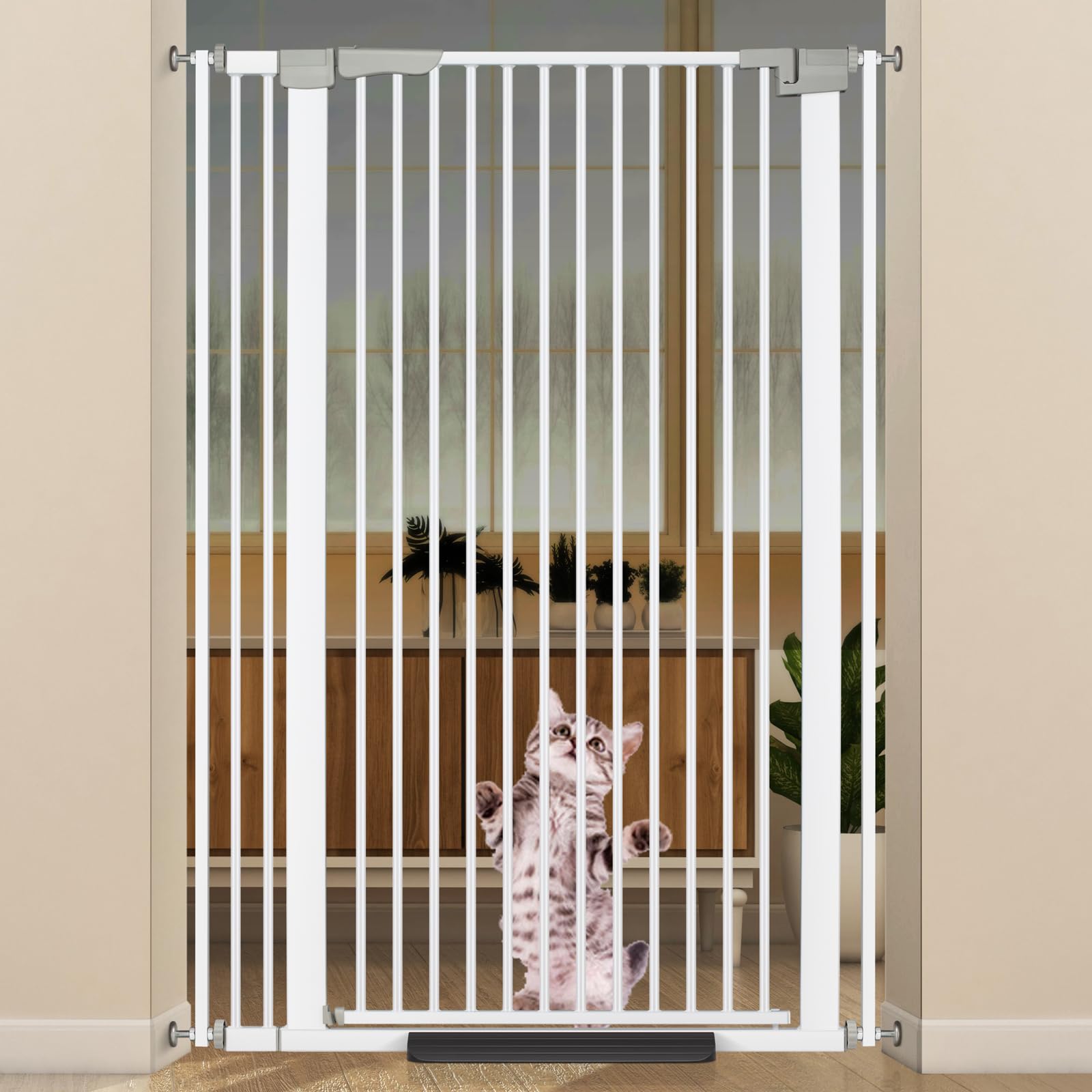 ZOUTEX 51.18 Extra Tall Cat Gate for Doorway, 30.5-40 Auto Close Pet Gate Include 2.75 and 5.5 Extension Kits, No Drilling Press