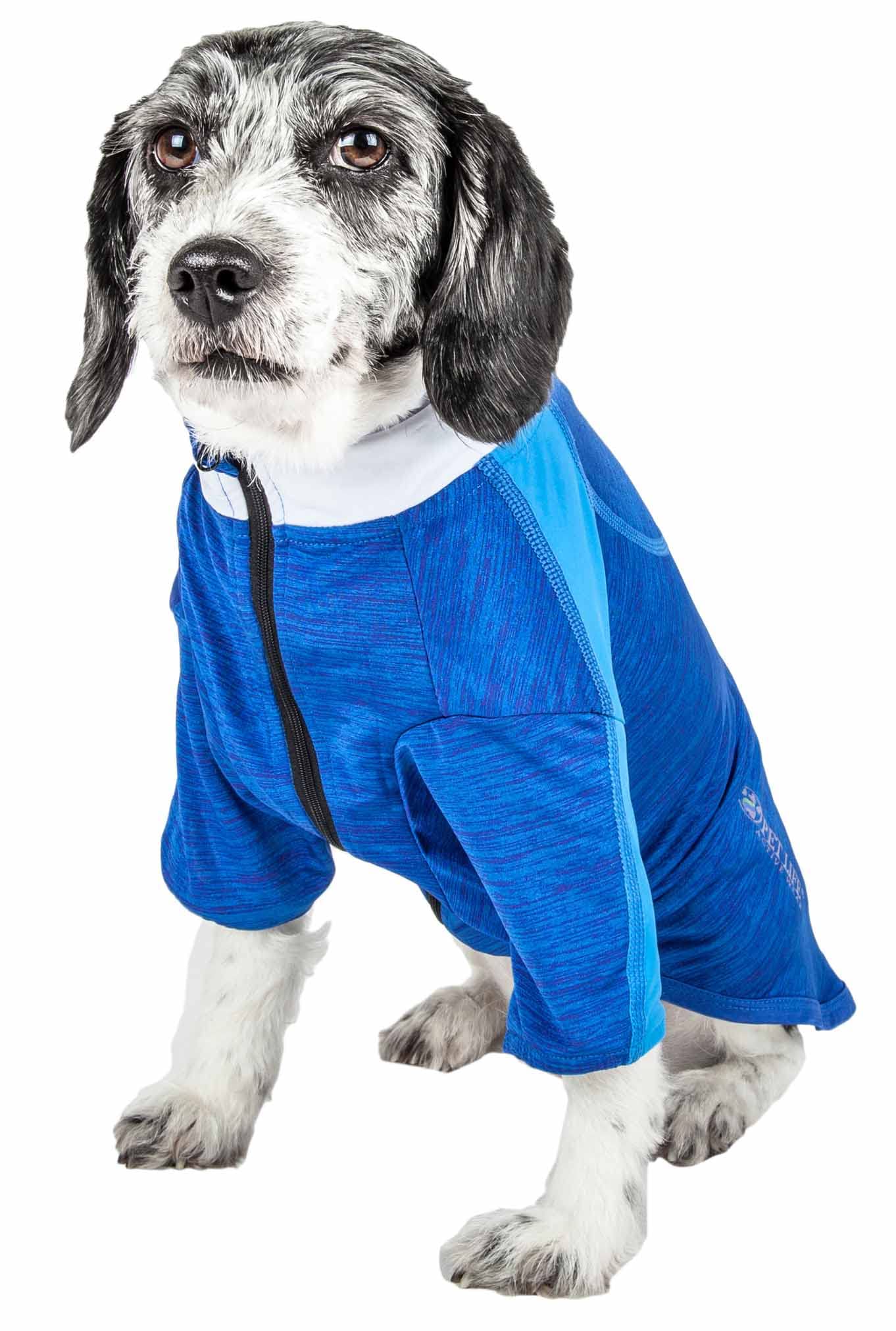 Pet Life Active 'Chewitt Wagassy' 4-Way Stretch Performance Long Sleeve Dog T-Shirt(D0102H70Z4G.)