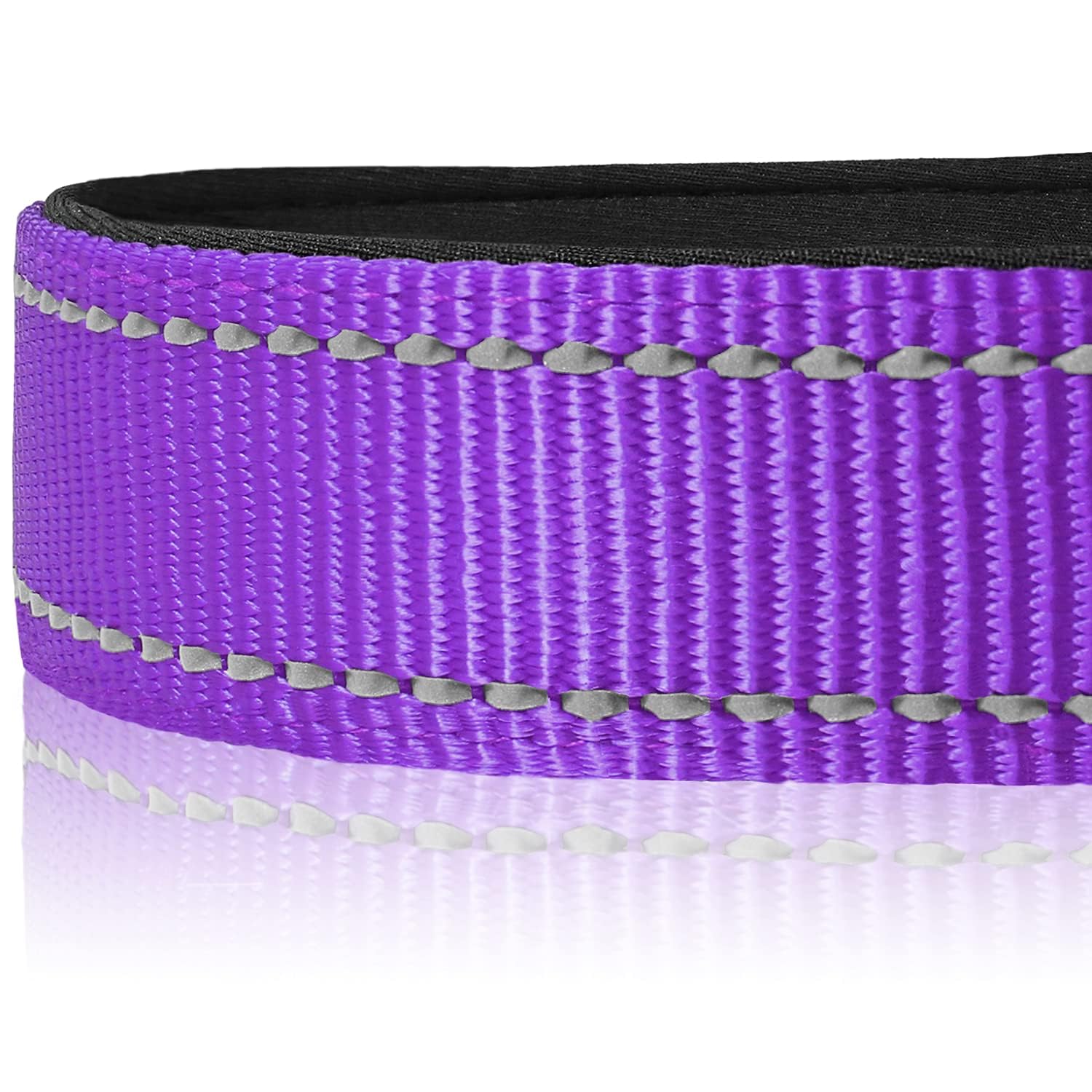 Joytale Reflective Dog Collar - Soft Neoprene Padded Nylon, Adjustable for XL Dogs, Purple