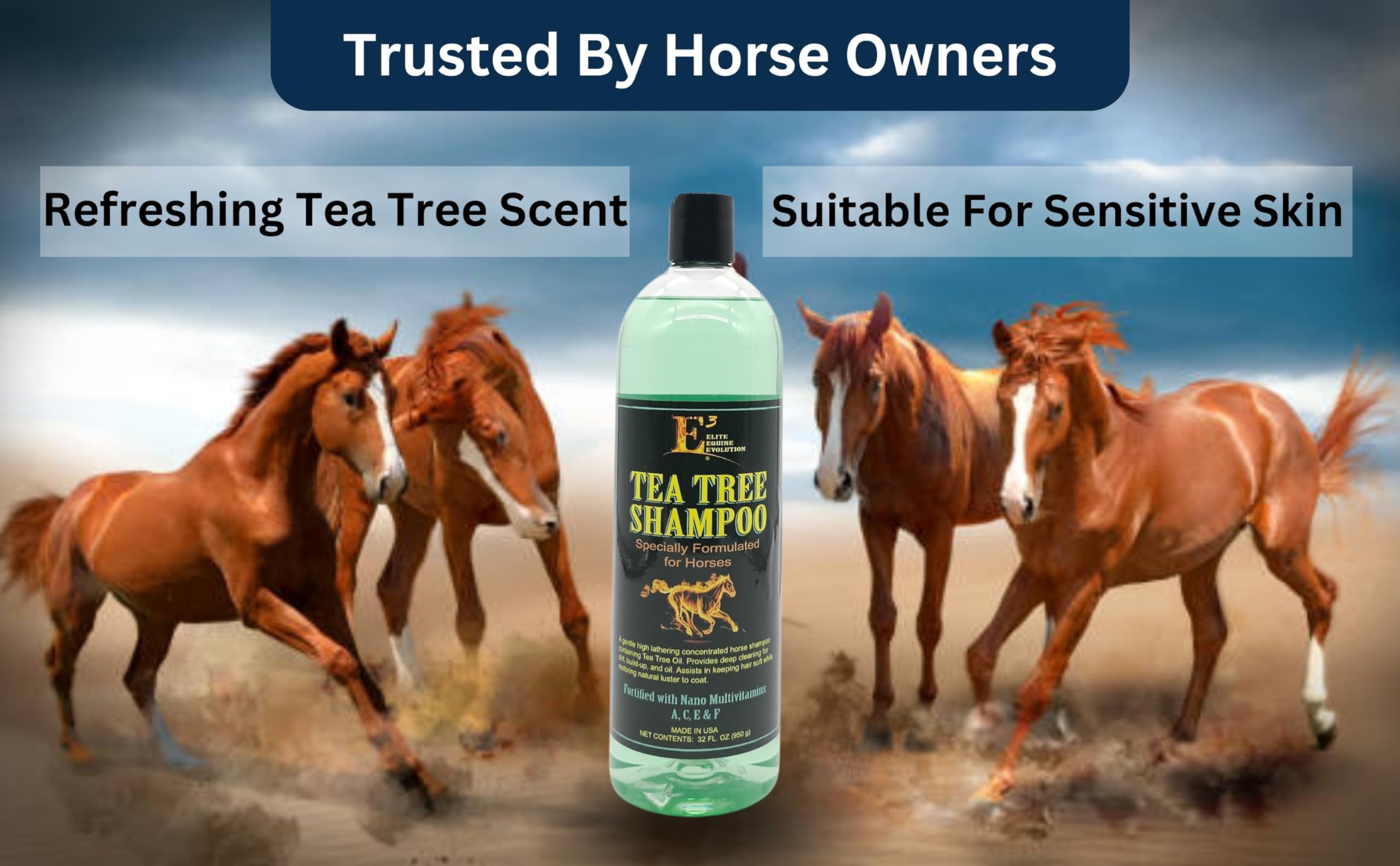 E3 Elite Grooming Products Tea Tree Shampoo For Pets, 32 Oz.