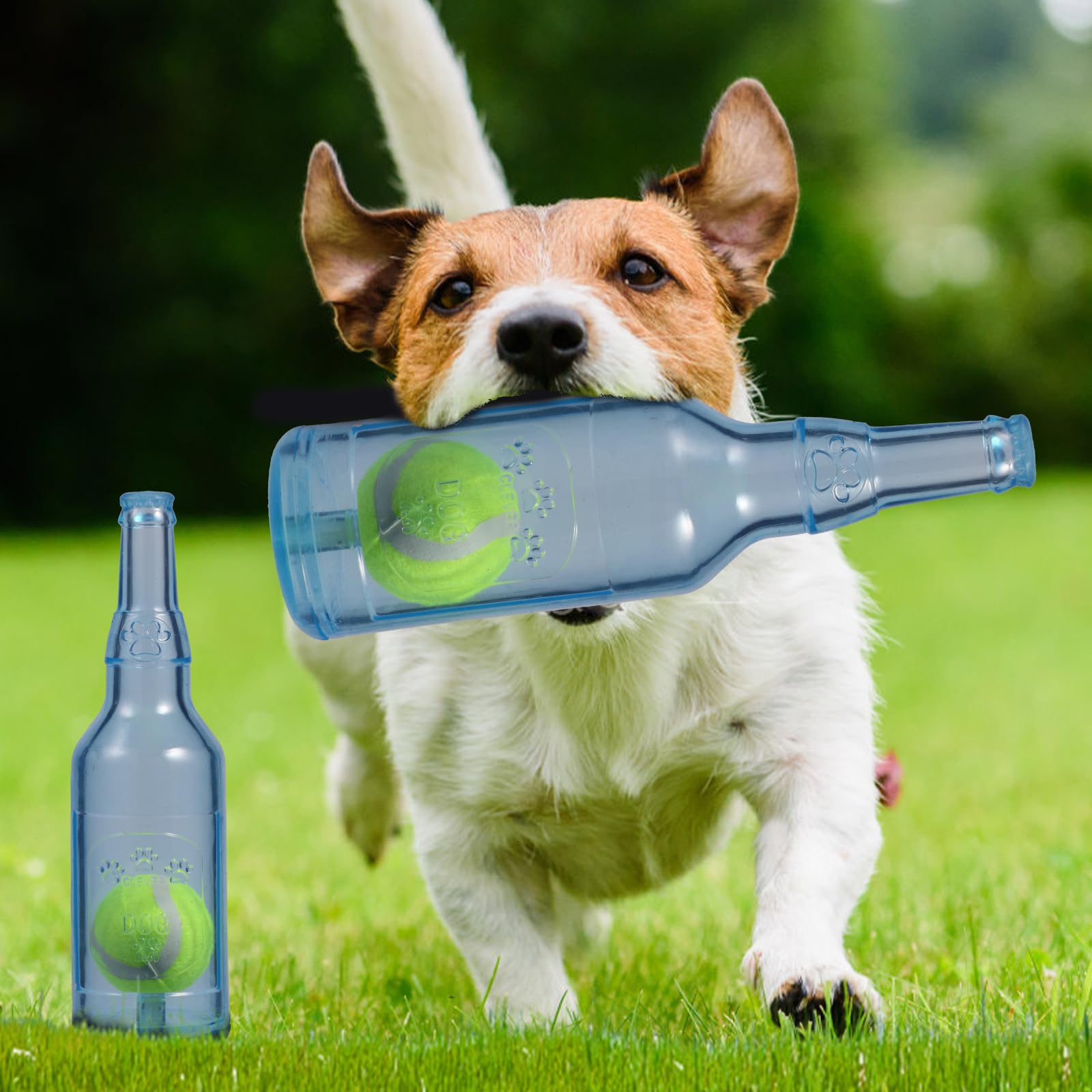 Metionc Dog Toys For Aggressive Chewers,Rubber Bottle Dog Toy Contains Tennis Ball,Indestructible Dog Toys For Large Dogs, Durab