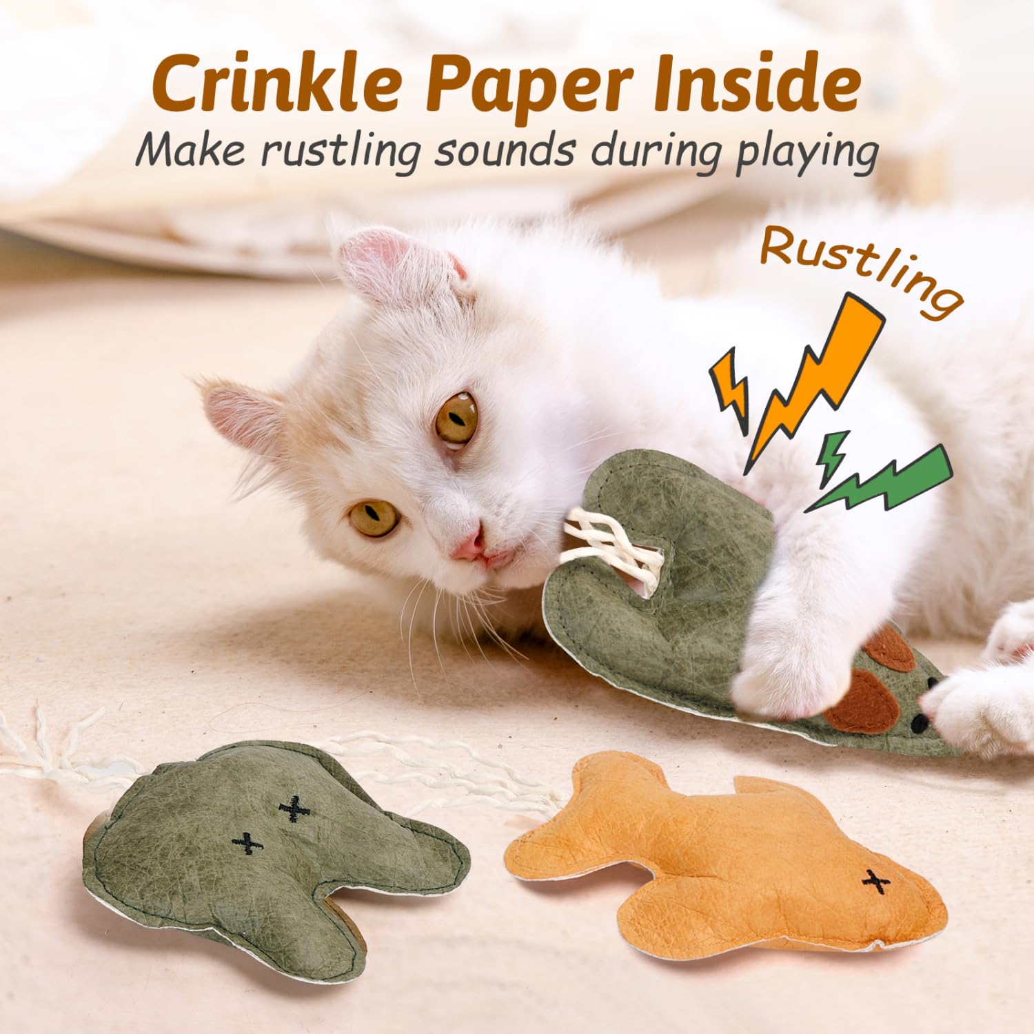 Nobleza Catnip Toys For Indoor Cats, 6 Pack Cute Teething Chew Kitten Toys, Interactive Plush Bite Resistant Cat Toys With Crink
