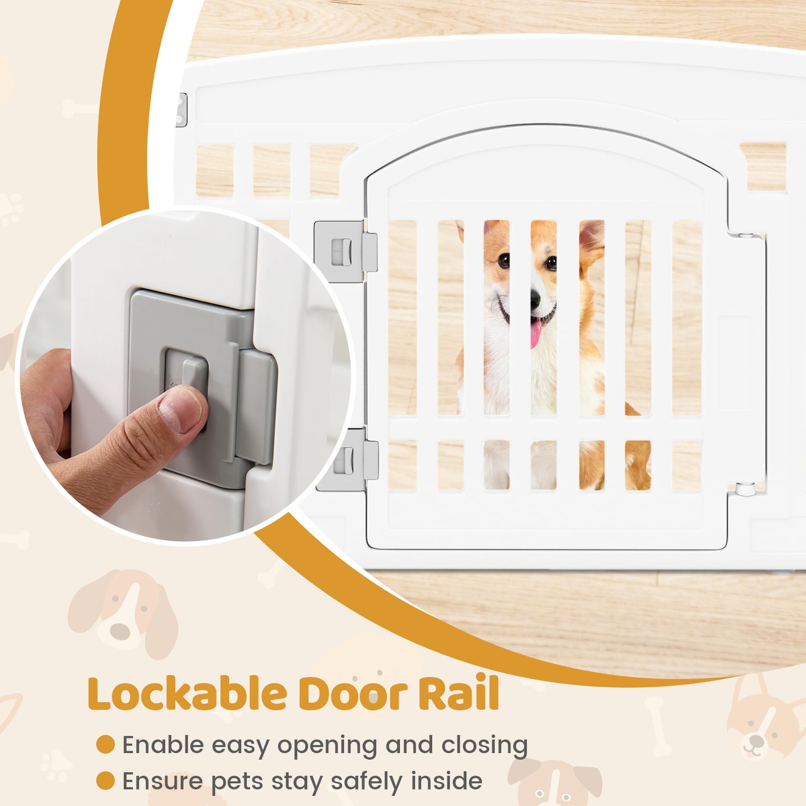 Giantex 12 Panel Dog Playpen, 24 Tall Plastic Pet Fence with Lockable Door, Indoor Outdoor Puppy Exercise Pen for Small Medium