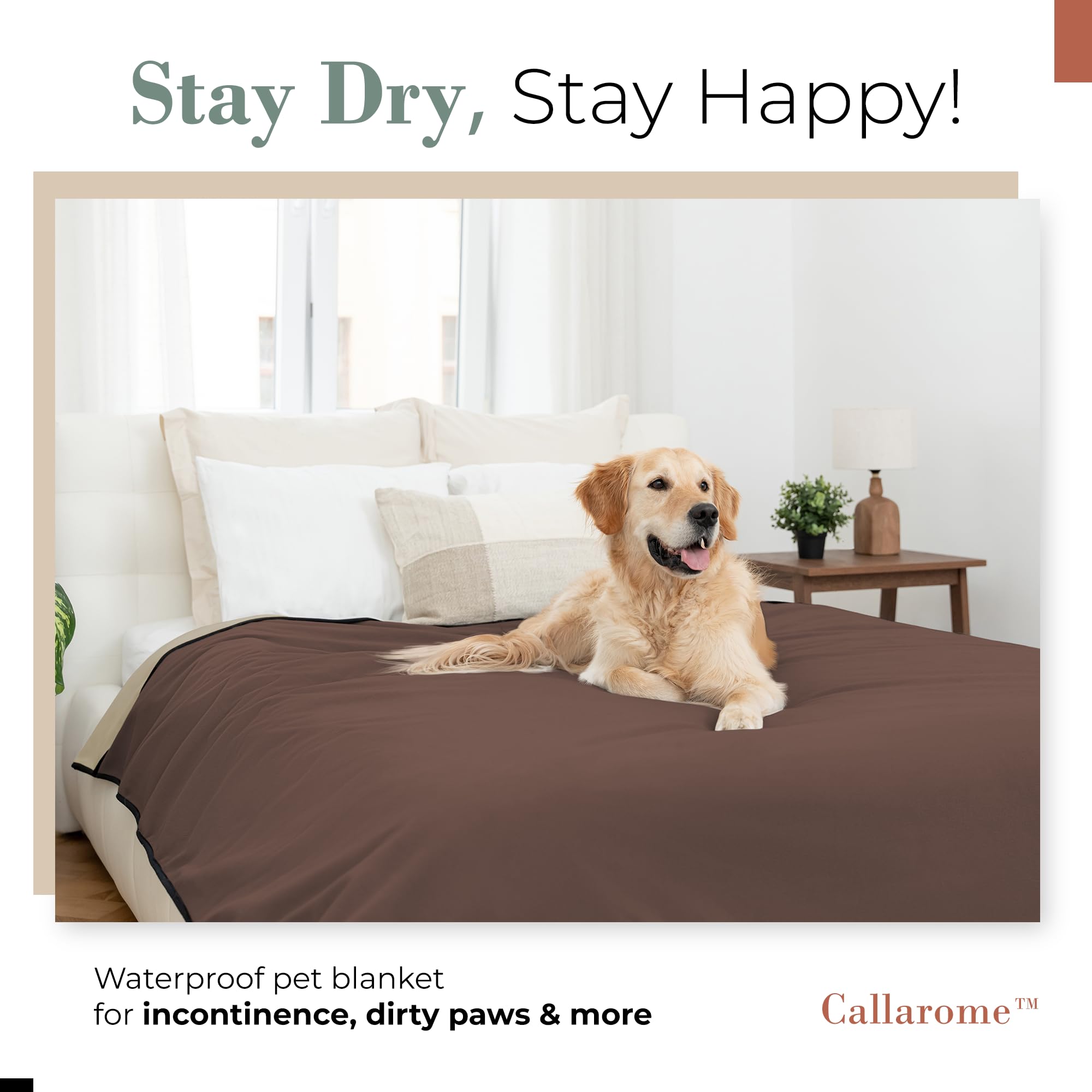 Waterproof Blanket For Bed - Waterproof Dog Blanket For Large Dogs - Pet Blankets For Bed/Couch/Dog Crate, Soft Reversible Furni
