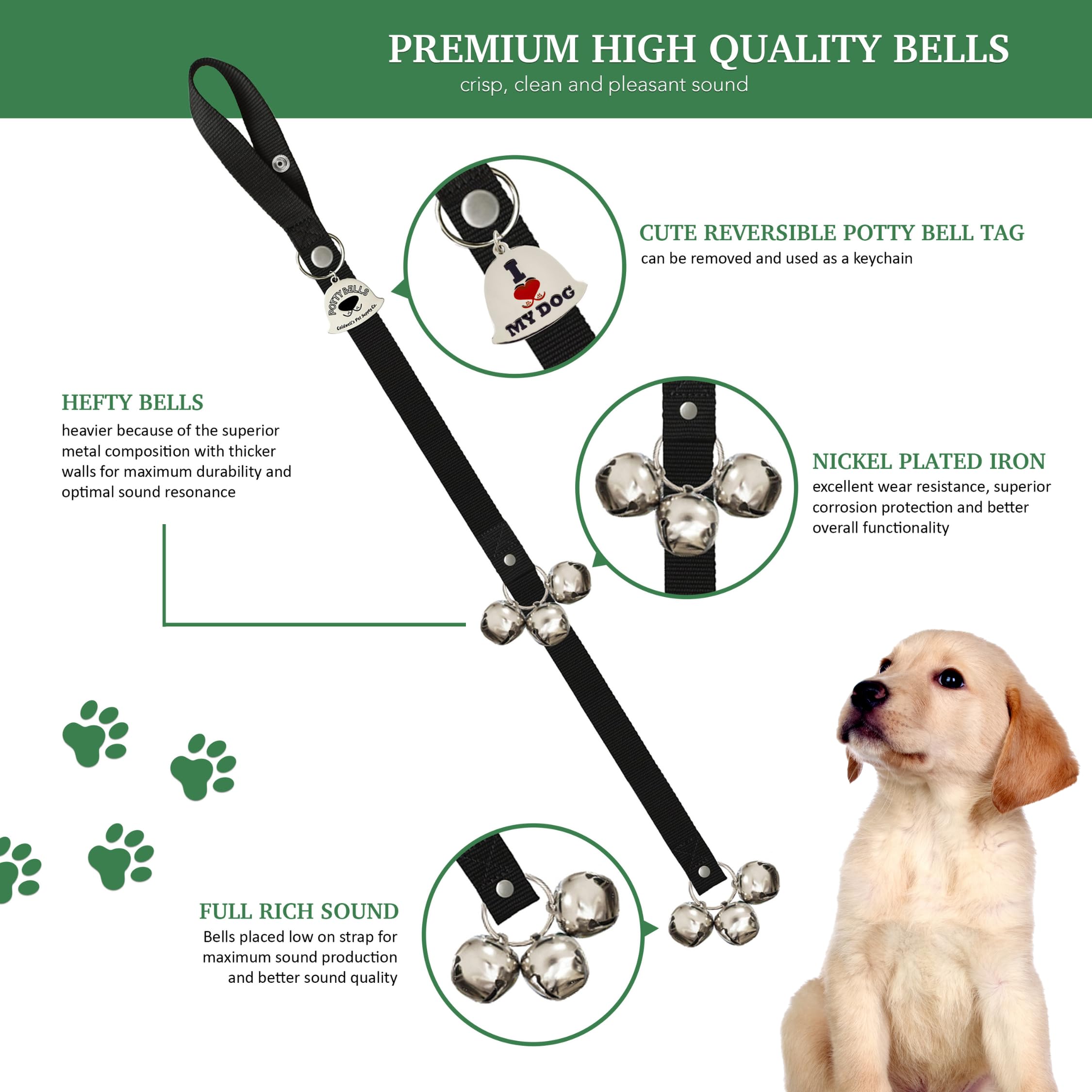 Caldwell'S Pet Supply Co. Dog Potty Bells, Dog Door Bell, Bells To Go Outside, Potty Training Bell, Dogs Doorbell, Dogs Potty Doorbell, Ring To Go Pee, All Breed Puppy Training Tool