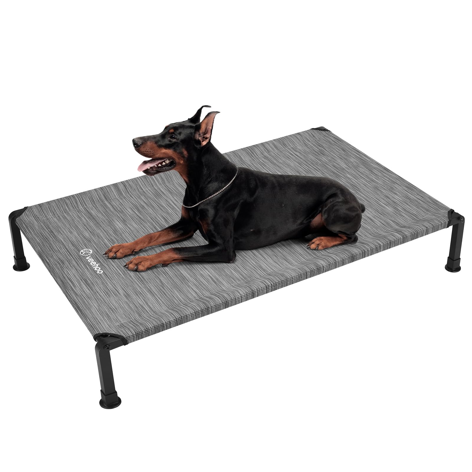 Veehoo Heavy Duty Elevated Dog Bed - Raised Dog Cot With Washable & Breathable Teslin Mesh, Non-Slip Silicon Feet, Cooling, Indo