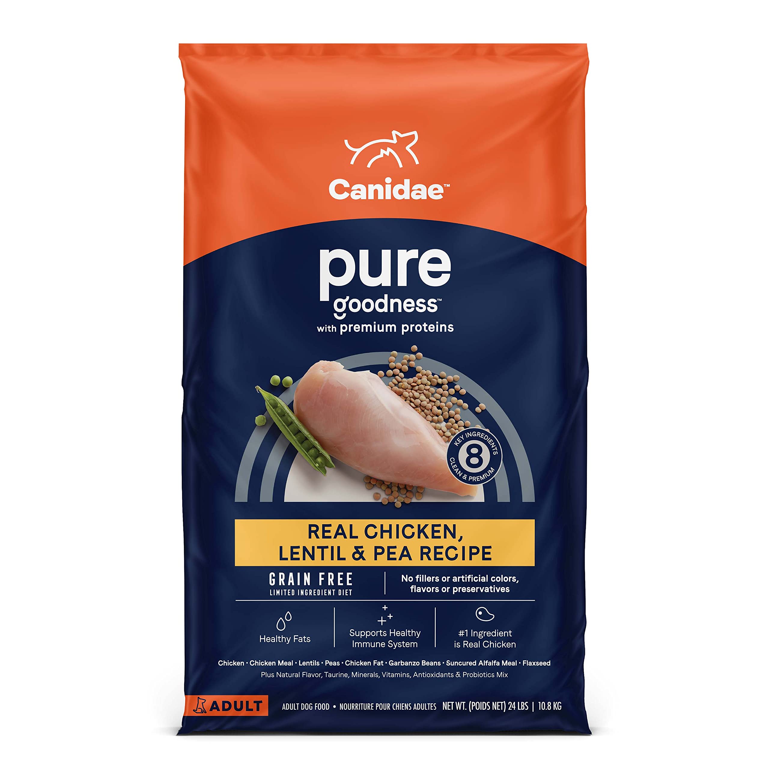 Canidae Pure Farm to Bowl Free-Range Chicken, Lentil & Potato Grain-Free Dry Dog Food, Adult, 22lb