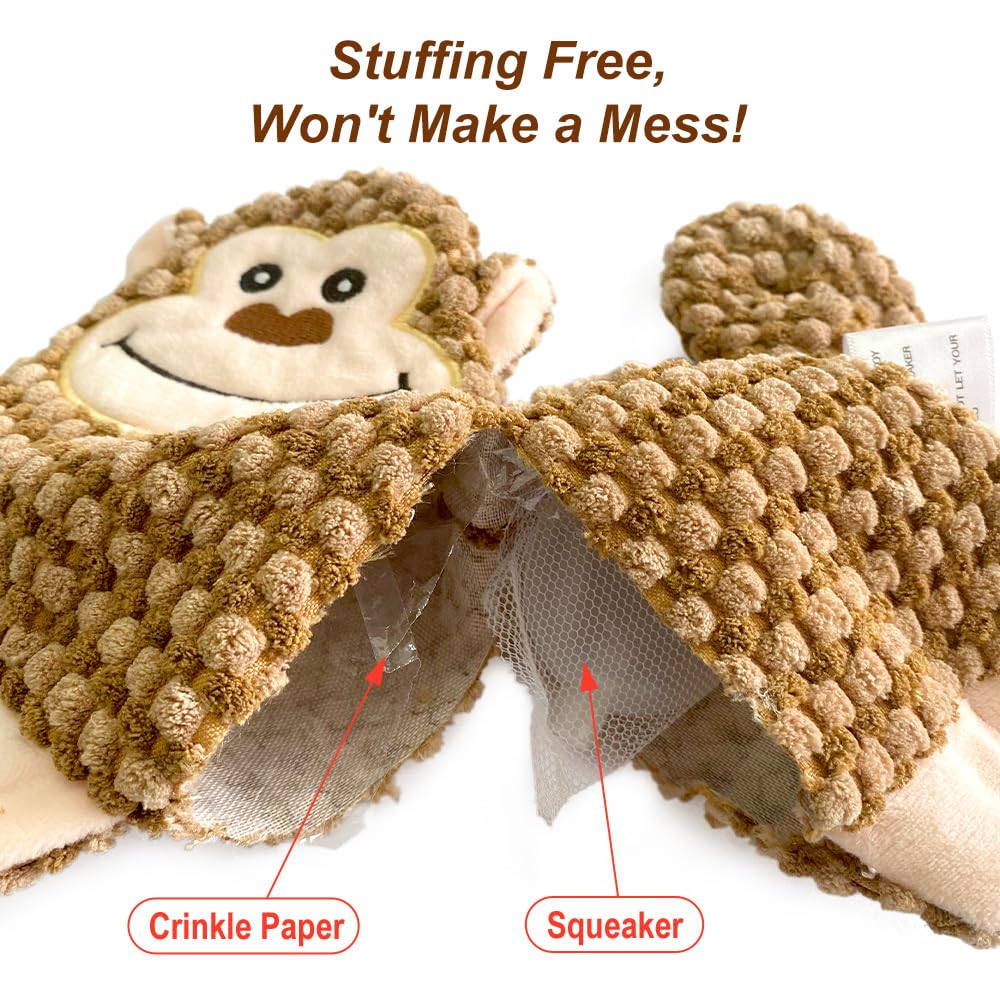 AZSSMUK Cute No Stuffing Dog Toy for Small, Medium Breeds, Fun for Indoor Puppies with Soft Squeaker and Crinkle Paper, No Mess