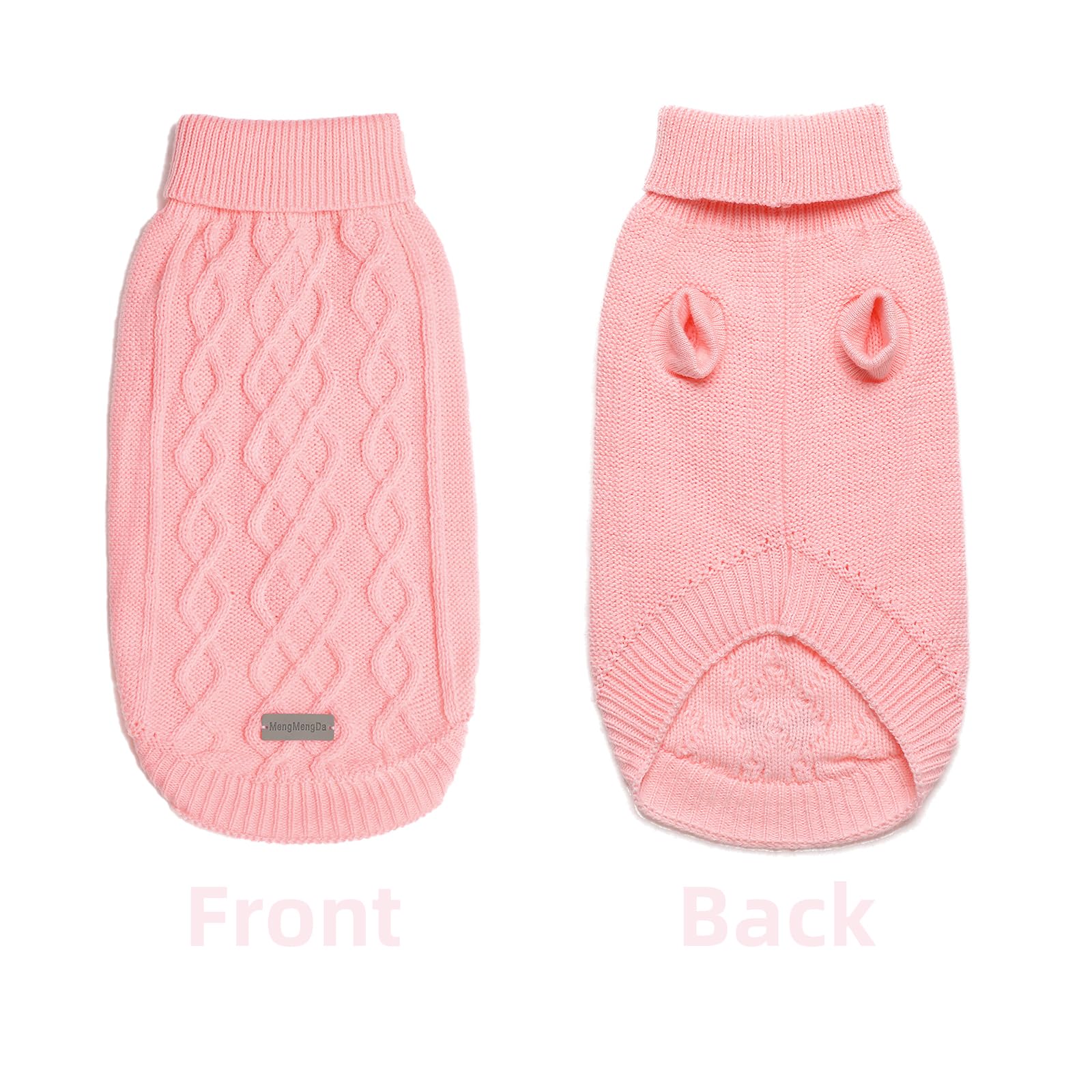 MengMengDa,Dog Pullover Sweater, Cable Knitwear, Classic Turtleneck Warm and Soft Clothes for Chihuahua, Bulldog, Dachshund, Pug