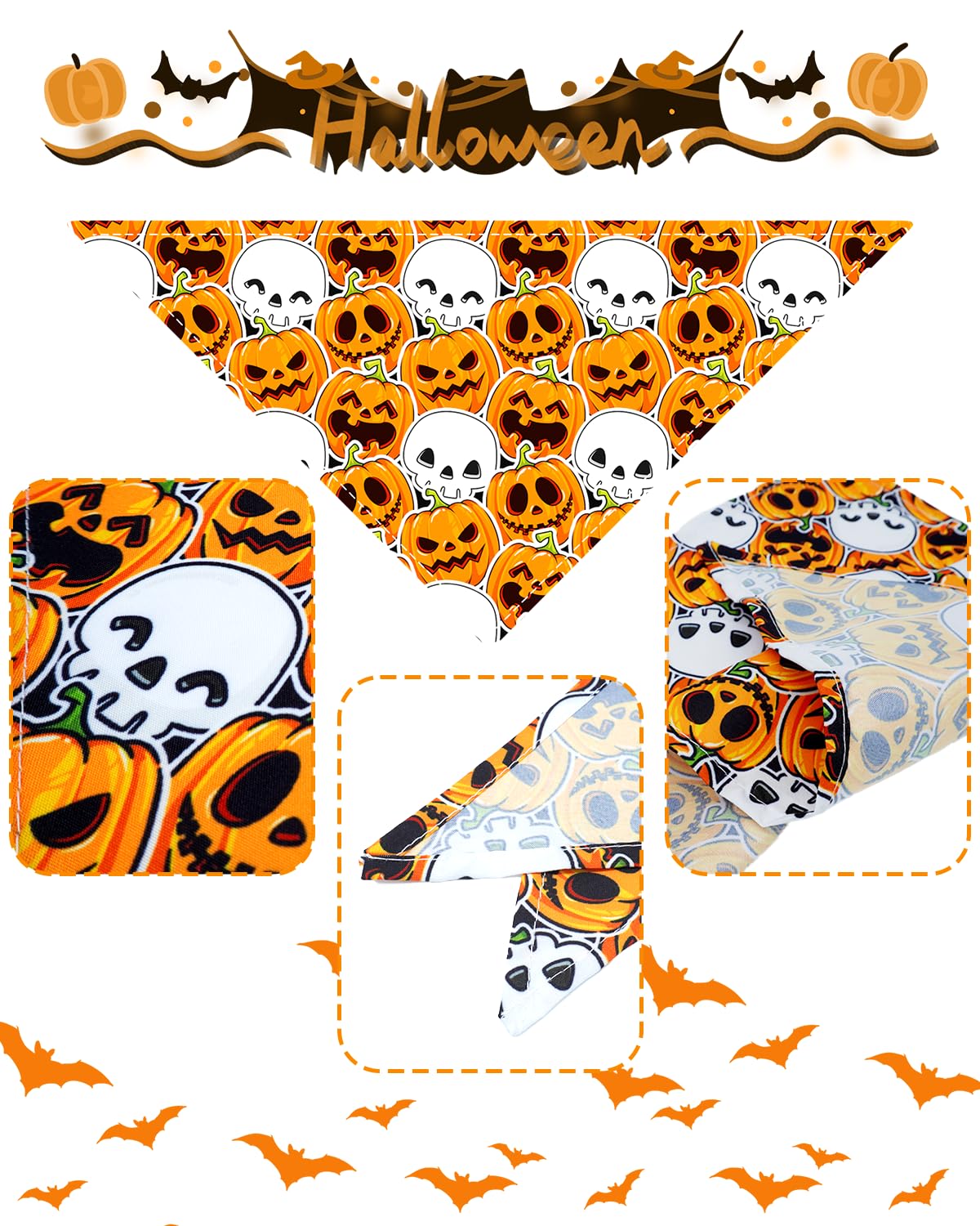 Pet Show 15 Pack Halloween Dog Bandanas Bulk Large Medium Small 3 Mixed Sizes Pumpkin Dogs Head Scarves Puppy Triangle Bib Suit