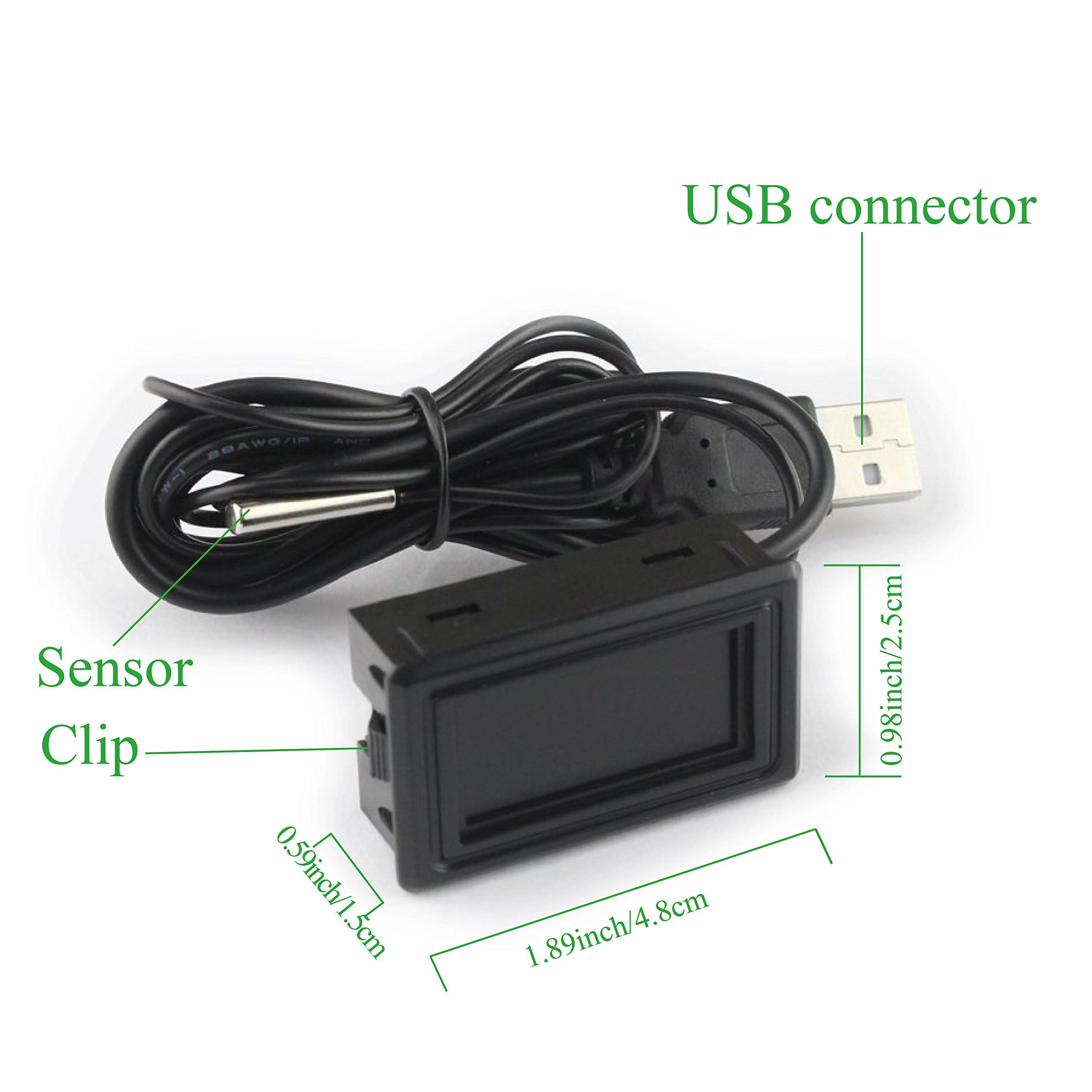 KEYNICE Digital Thermometer - USB Temperature Gauge with Sensor, ℉/℃ Switchable, LCD Display, Model AP-185-USB, Ideal for Aquarium & Indoor Use