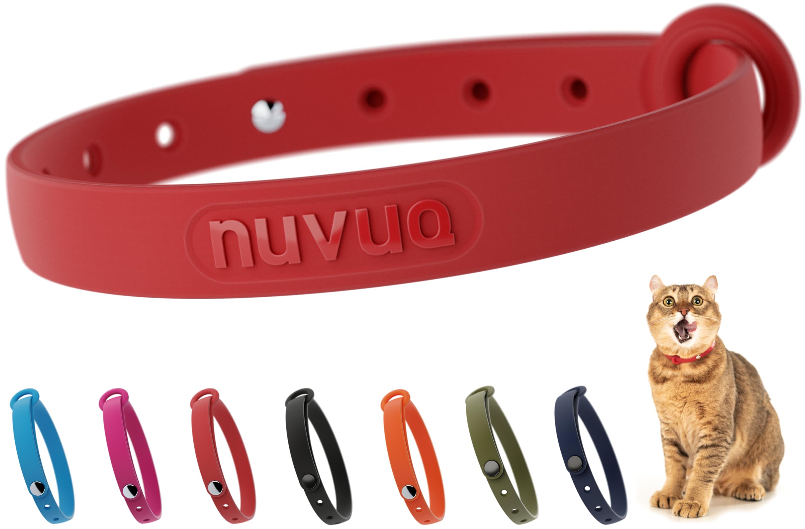 Red Cat Collar - Soft, Comfortable, And Lightweight Breakaway Collar With Name Tag Ring For Outdoor Cats And Sensitive Skin Kitt