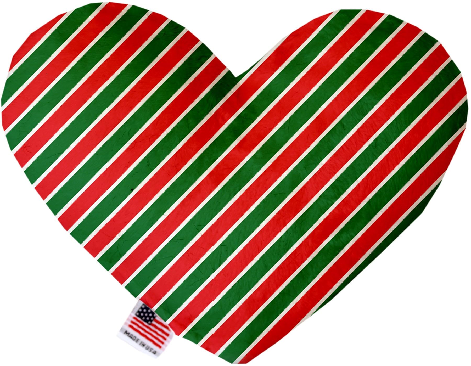 Pet and Dog Plush Heart or Bone Toy, "Christmas Patterns Group" (Available in different sizes, and 11 different pattern options!) Christmas Stripes 6" Plush Heart