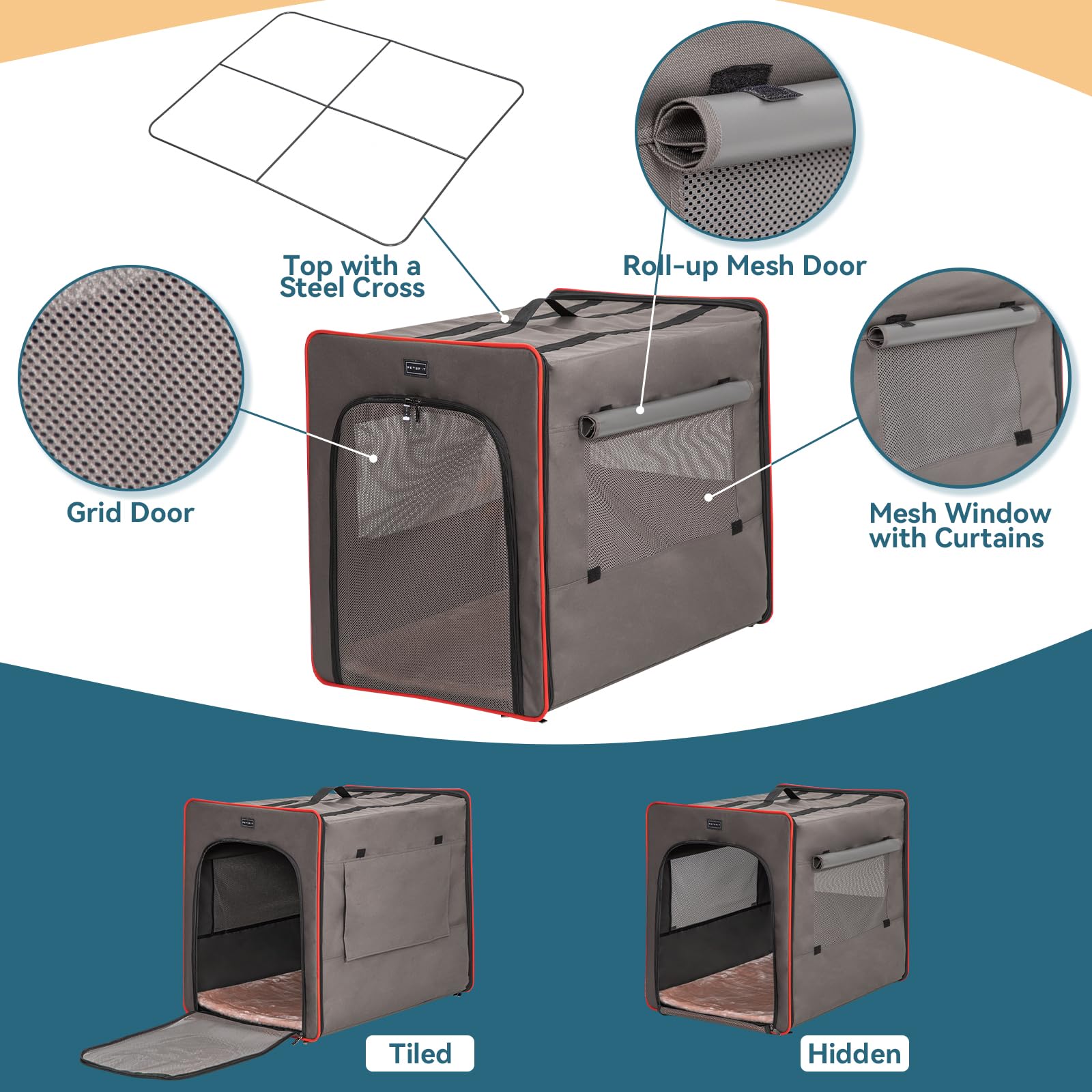 Petsfit Foldable Dog Crate, Small Portable Dog Crate - 21 Inch With Thicken Mat, Easy To Fold, Sturdy And Portable, Perfect For