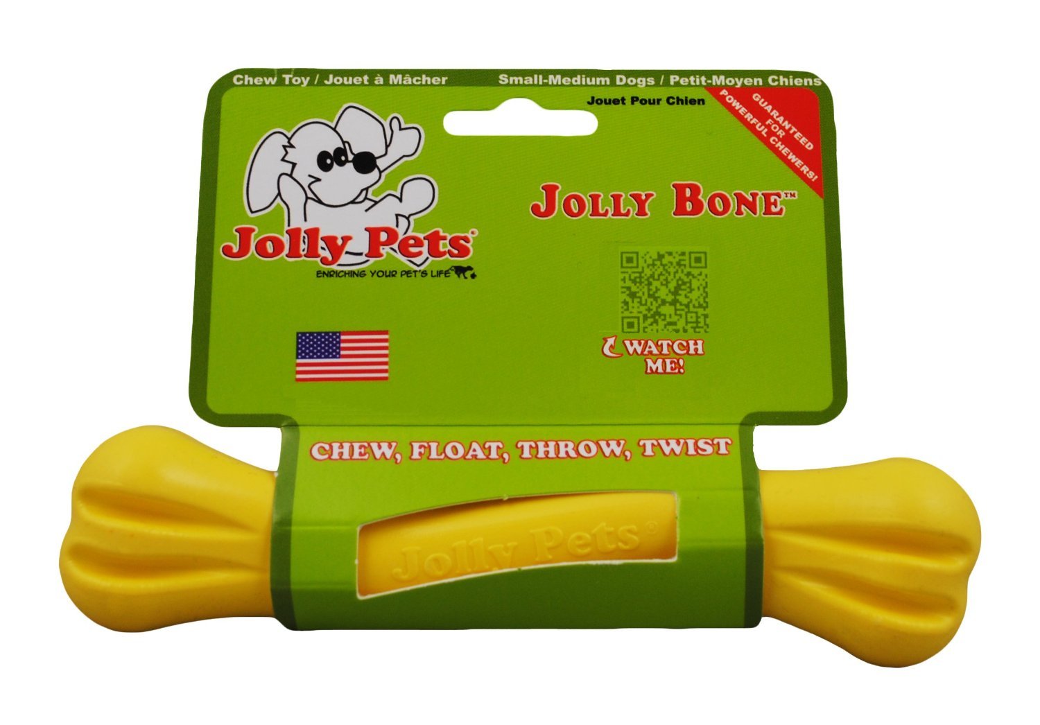 Jolly Pets 3 Pack of Jolly Bones, Yellow, Small 6-Inch