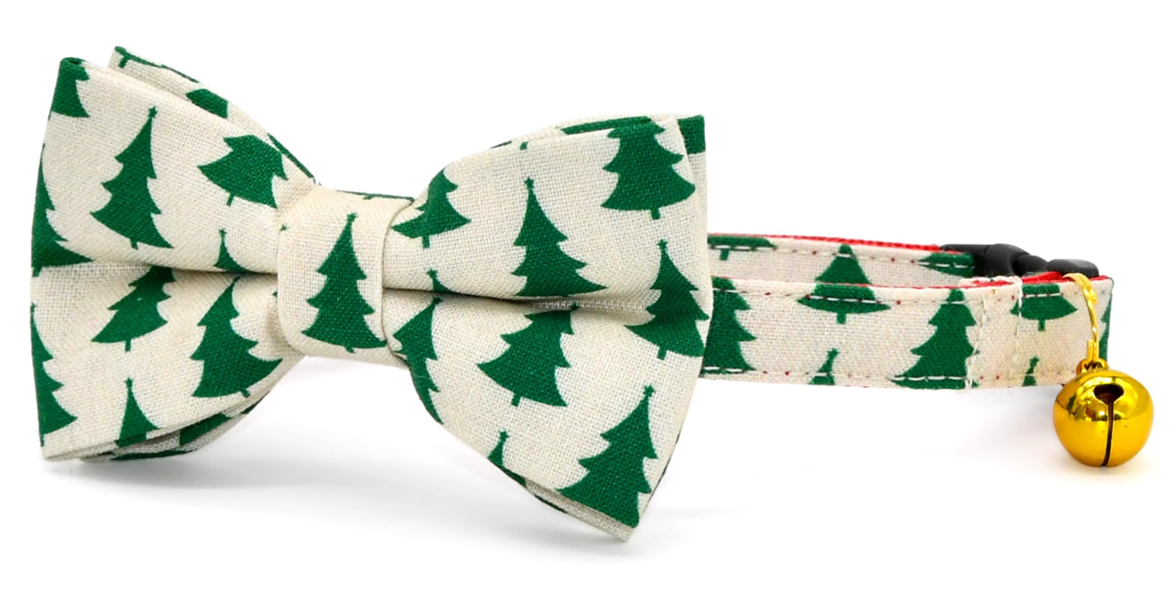 Pine Cat Collar Bow Set, Breakaway Safety Kitten Collar, Christmas Tree Bowtie For Cat