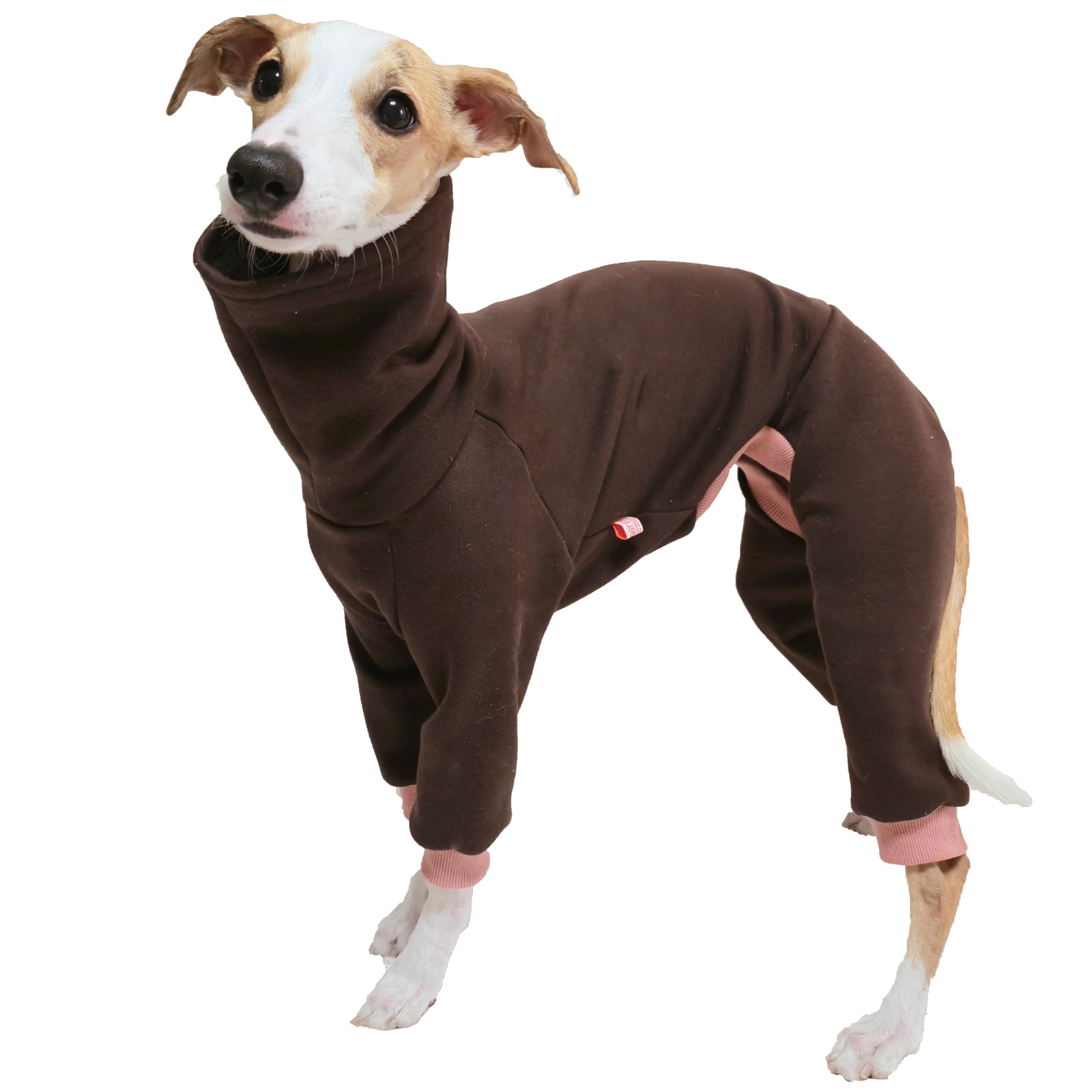 D Doggy Star Italian Greyhound Clothes Strechy Fleeced Lining Simple Onesie Whippet For Dog Coat (M,Simple Brown)