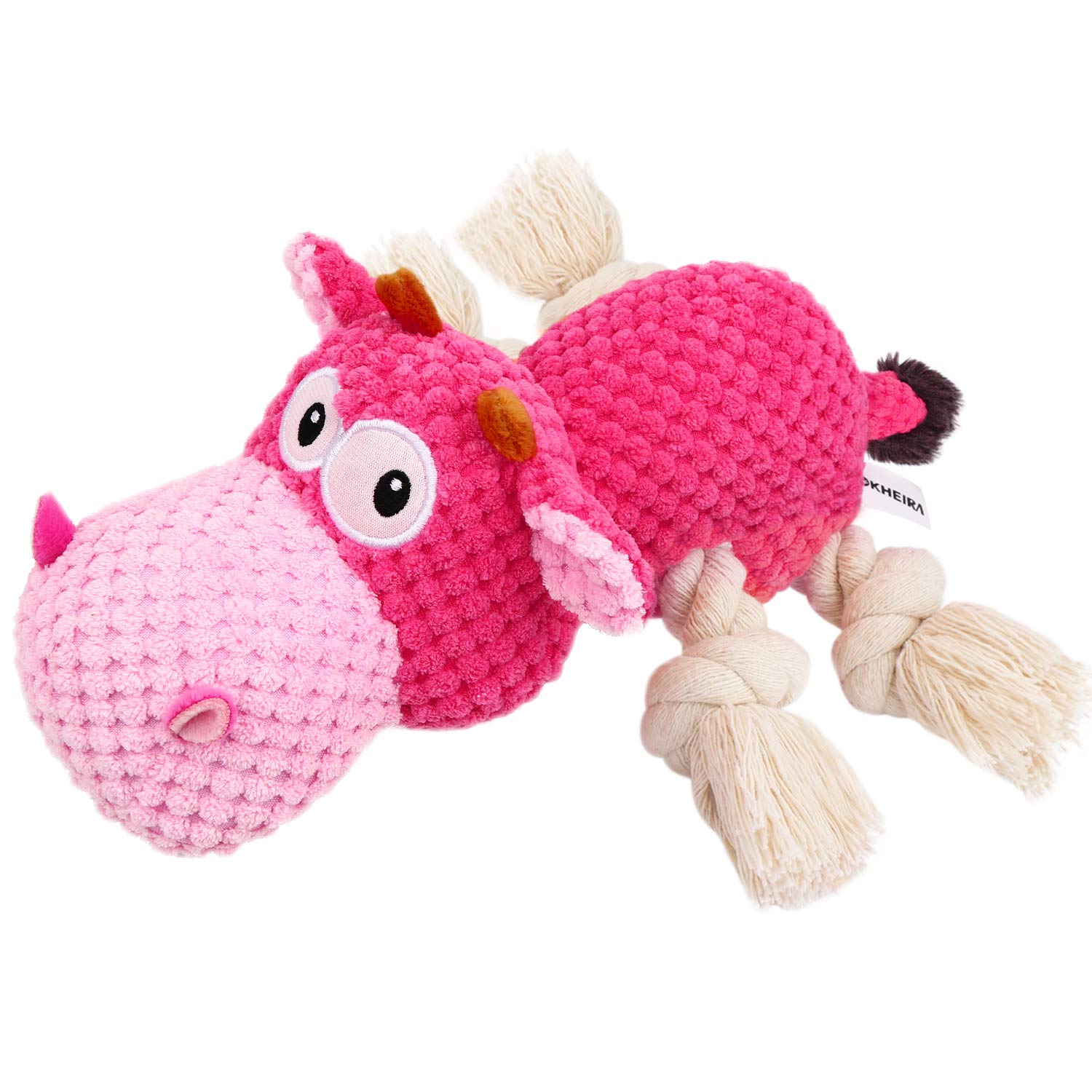 Iokheira Indestructible Dog Squeaky Toys For Large Aggressive Chewers, Stuffed Animals With Cotton Material And Crinkle Paper, D