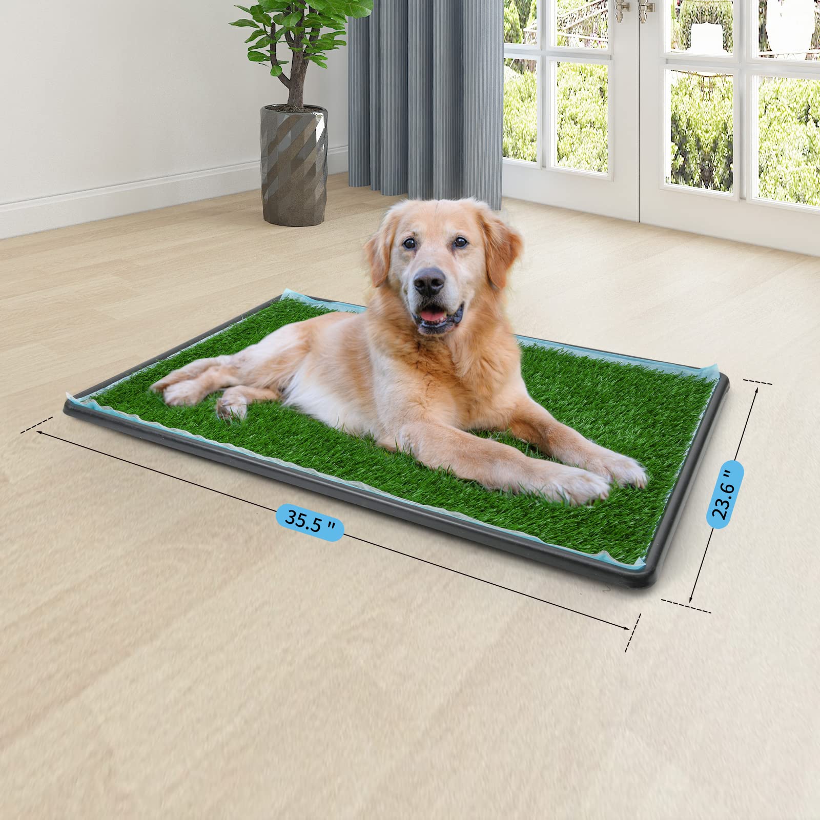 Oiyeefo Dog Grass Pad With Tray,45   X 29    Indoor Dog Potty With 2 Packs Replacement Artificial Fake Grass-5 Packs Disposable