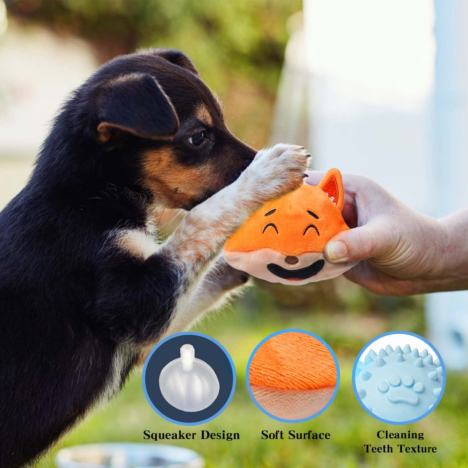 Mewajump Squeaky Dog Toys With Ball 3-In-1 Plush Cute Chew Toy With 3 Layers Puzzle Pet Toy For Teeth Cleaning Puppy Enrichment