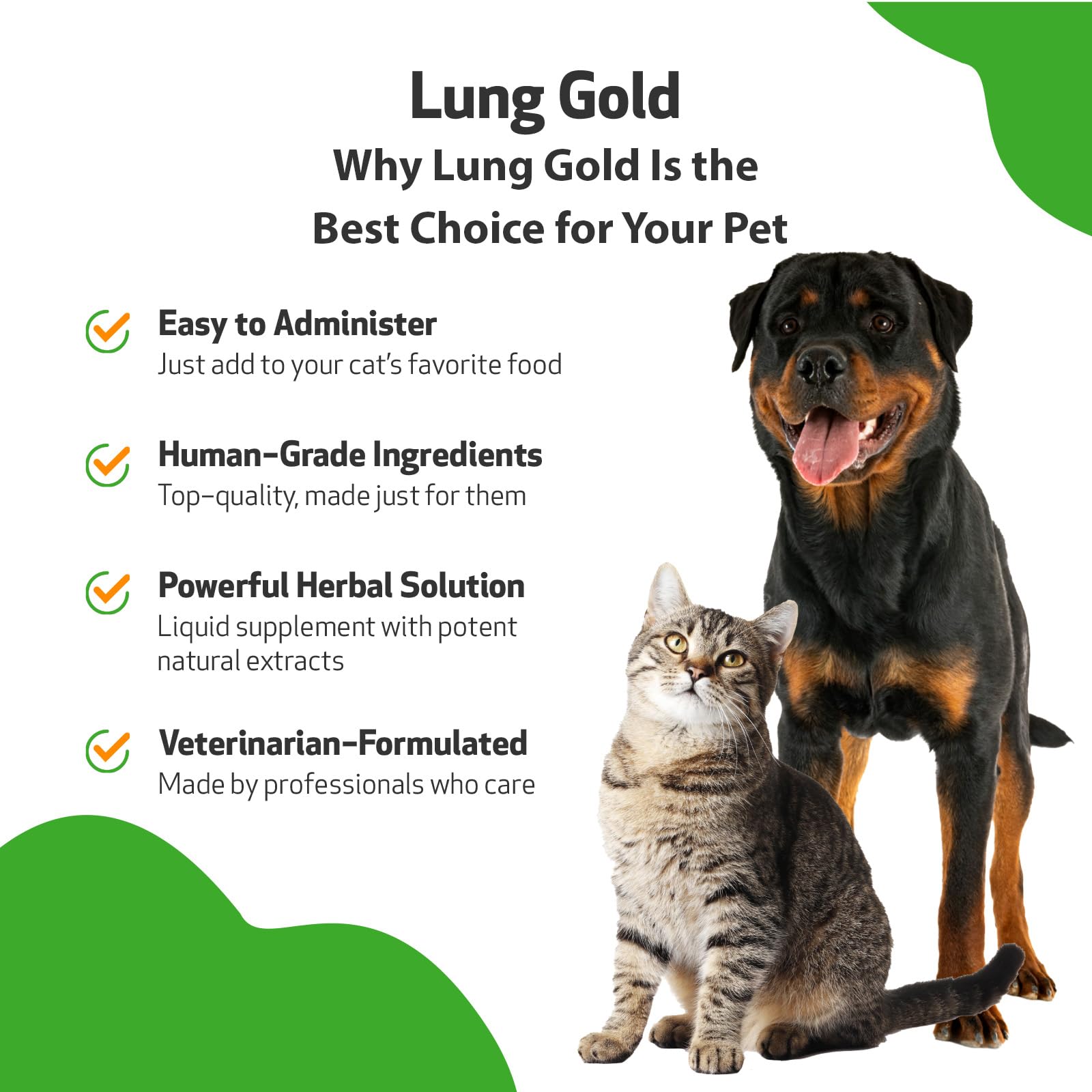 Pet Wellbeing Lung Gold for Dogs & Cats - Vet-Formulated - Lung & Respiratory Immune Support, Open Airways, Easy Breathing - Nat
