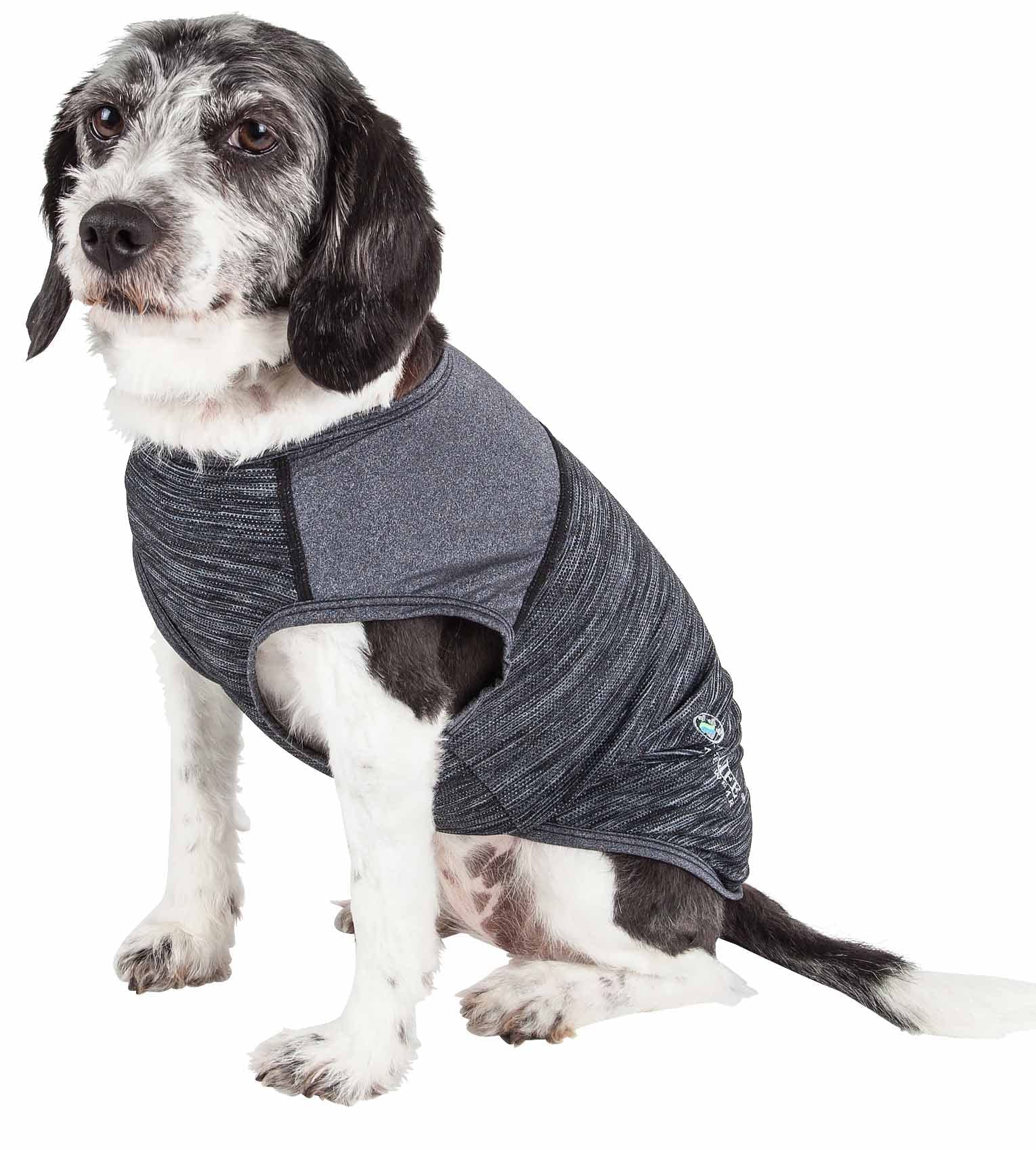 Pet Life Active 'Aero-Pawlse' Heathered Quick-Dry And 4-Way Stretch-Performance Dog Tank Top T-Shirt(D0102H7Lt3W.)
