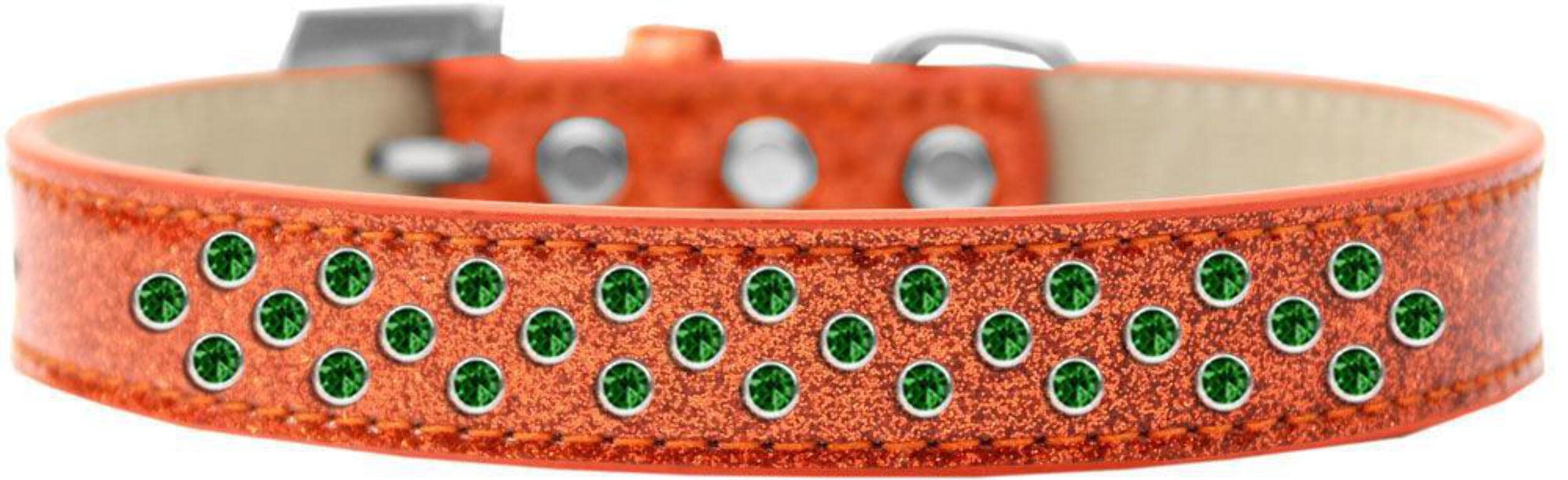Dog, Puppy & Pet Ice Cream Collar, Emerald Green Crystal Rimsets Sprinkles Orange 14