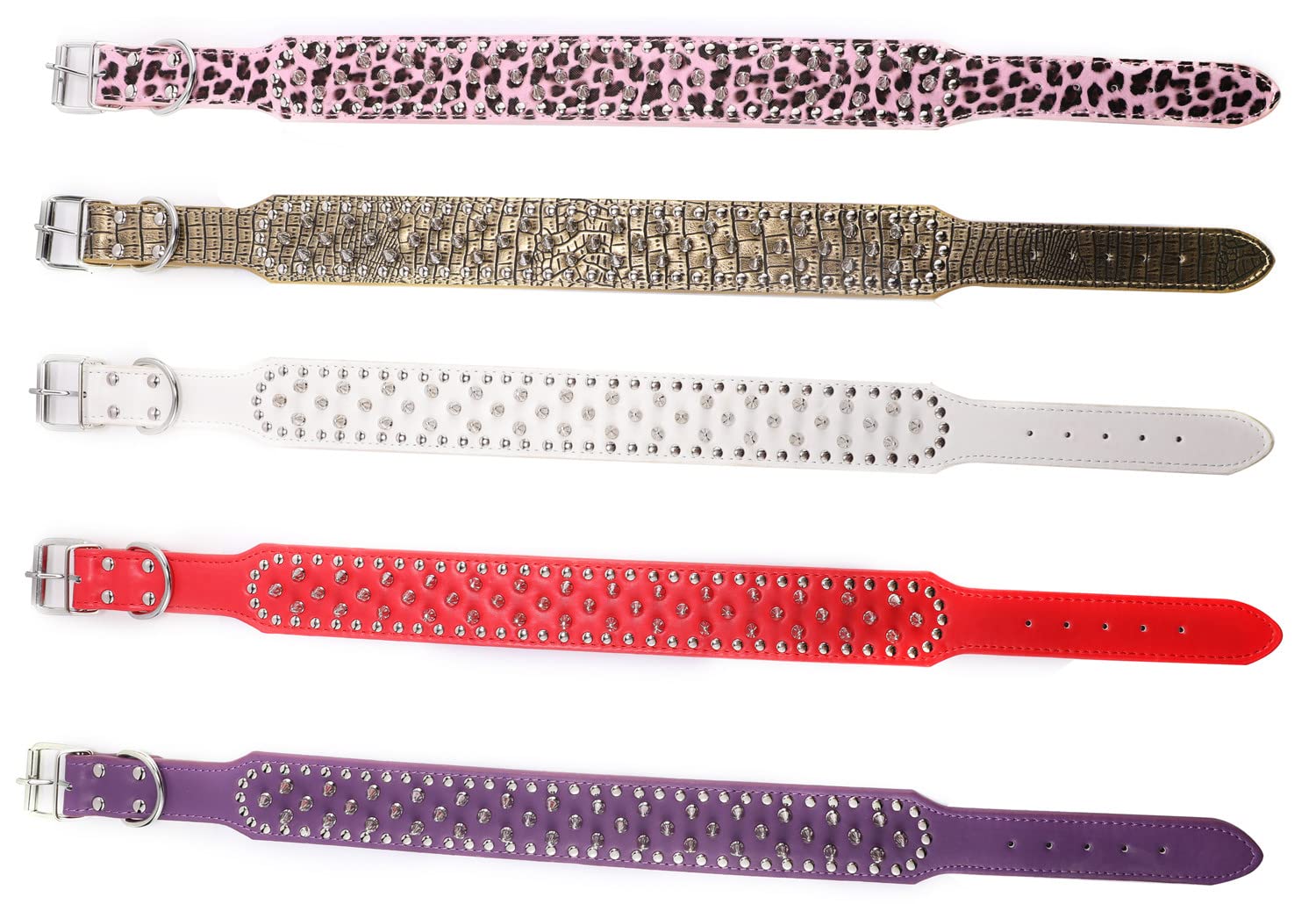 Btdcfy Hoot Pu Leather Adjustable Spiked Studded Dog Collar 2' Wide 37 Spikes (M(Neck 19'-22'), Purple)