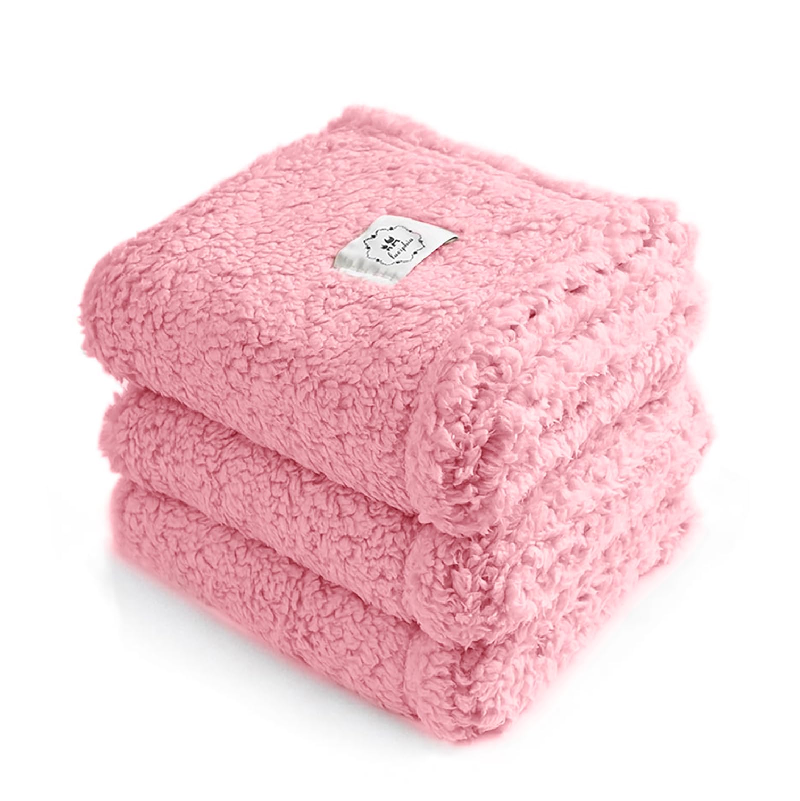 Luciphia 1 Pack 3 Calming Dog Blanket Fluffy Premium Fleece Pet Blankets Soft Sherpa Throw For Dogs Puppy Cat Pink Medium (30'' 