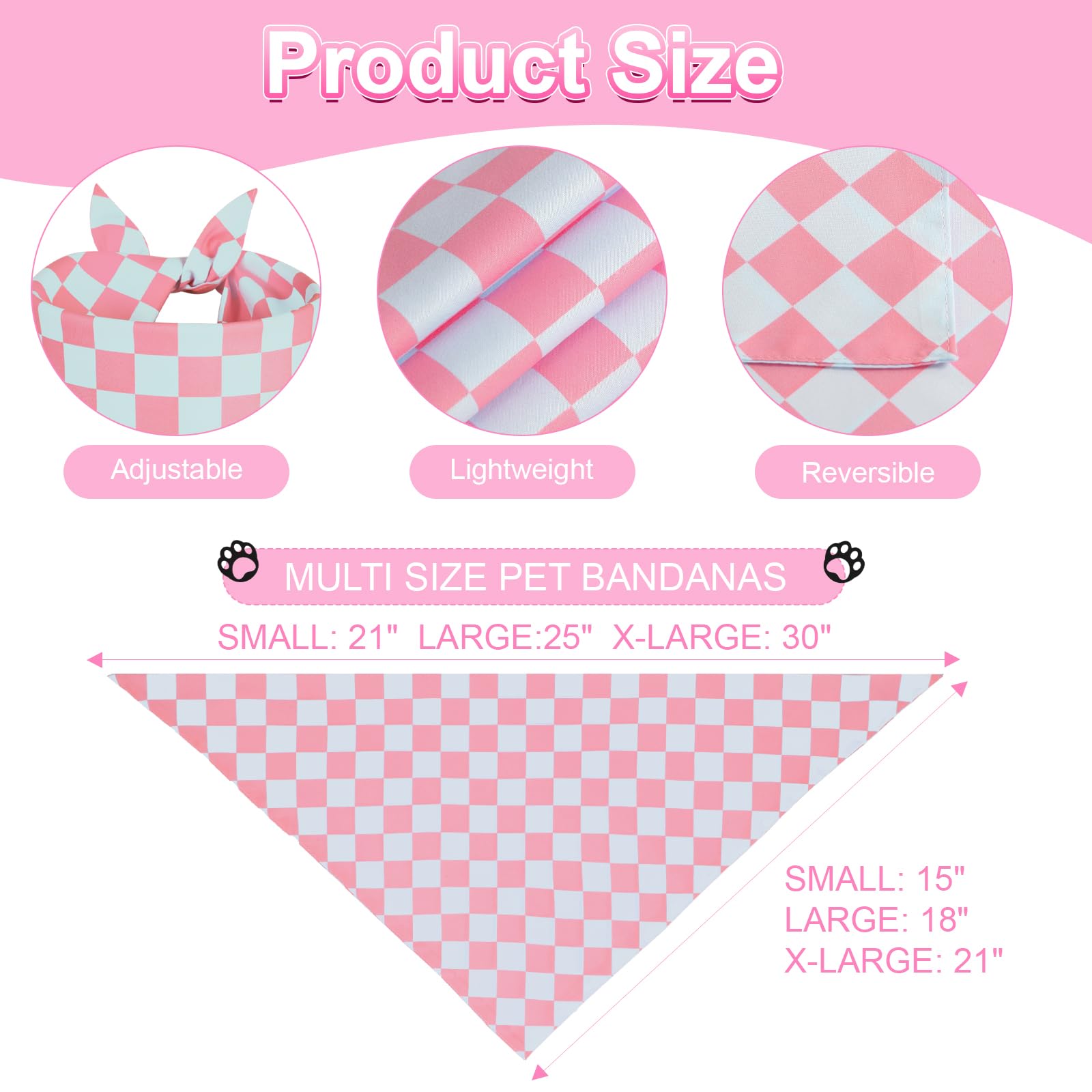 Ququle Dog Bandana Girl Small 2Pcs, Pink Spring Scarf, Durable Triangle Reversible Bibs Handkerchief For Puppy Pet