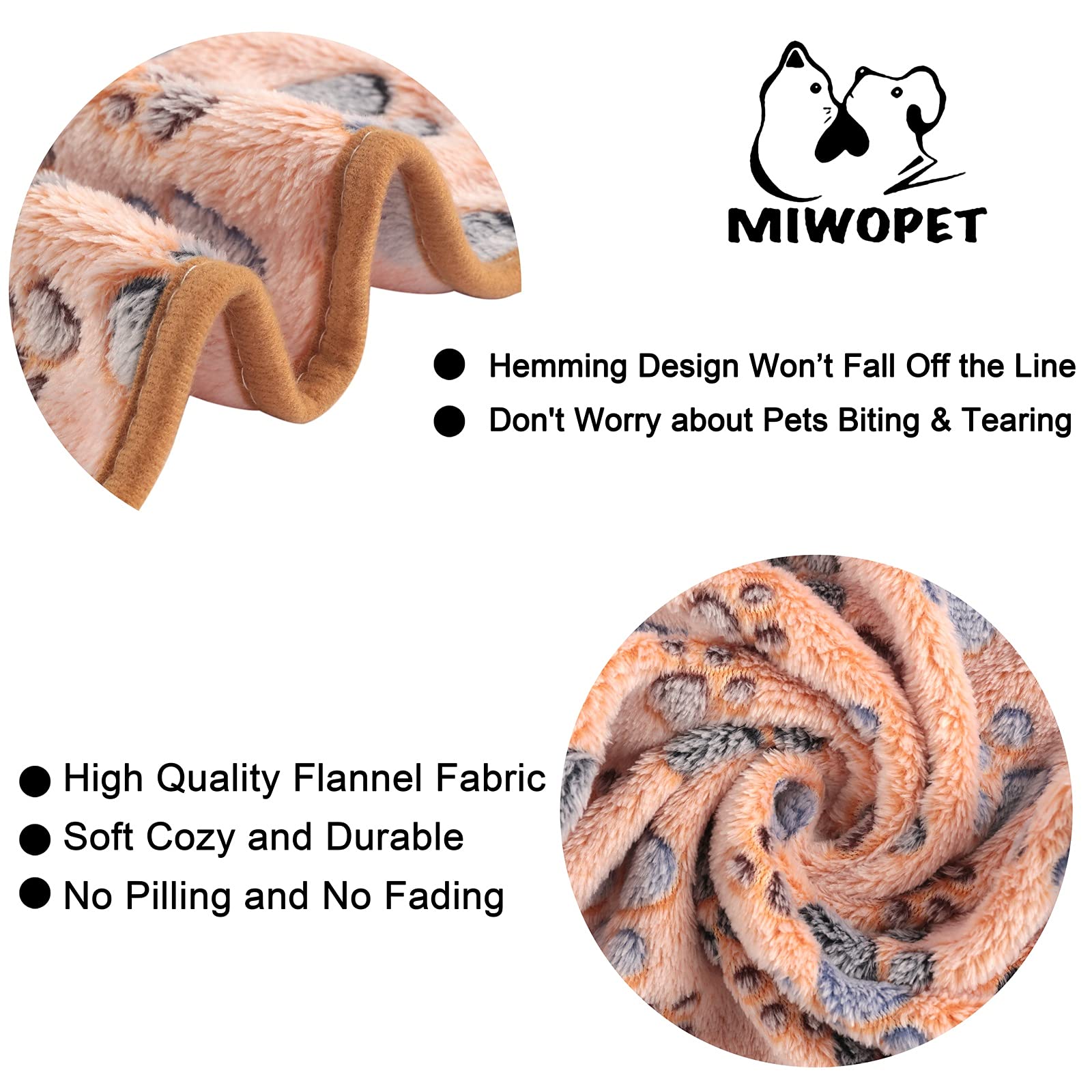MIWOPET 3 Pack Cat and Dog Blanket Soft & Warm Fleece Flannel Sleep Mat, Great Pet Throw for Puppy, Cats, Small, Medium & Large
