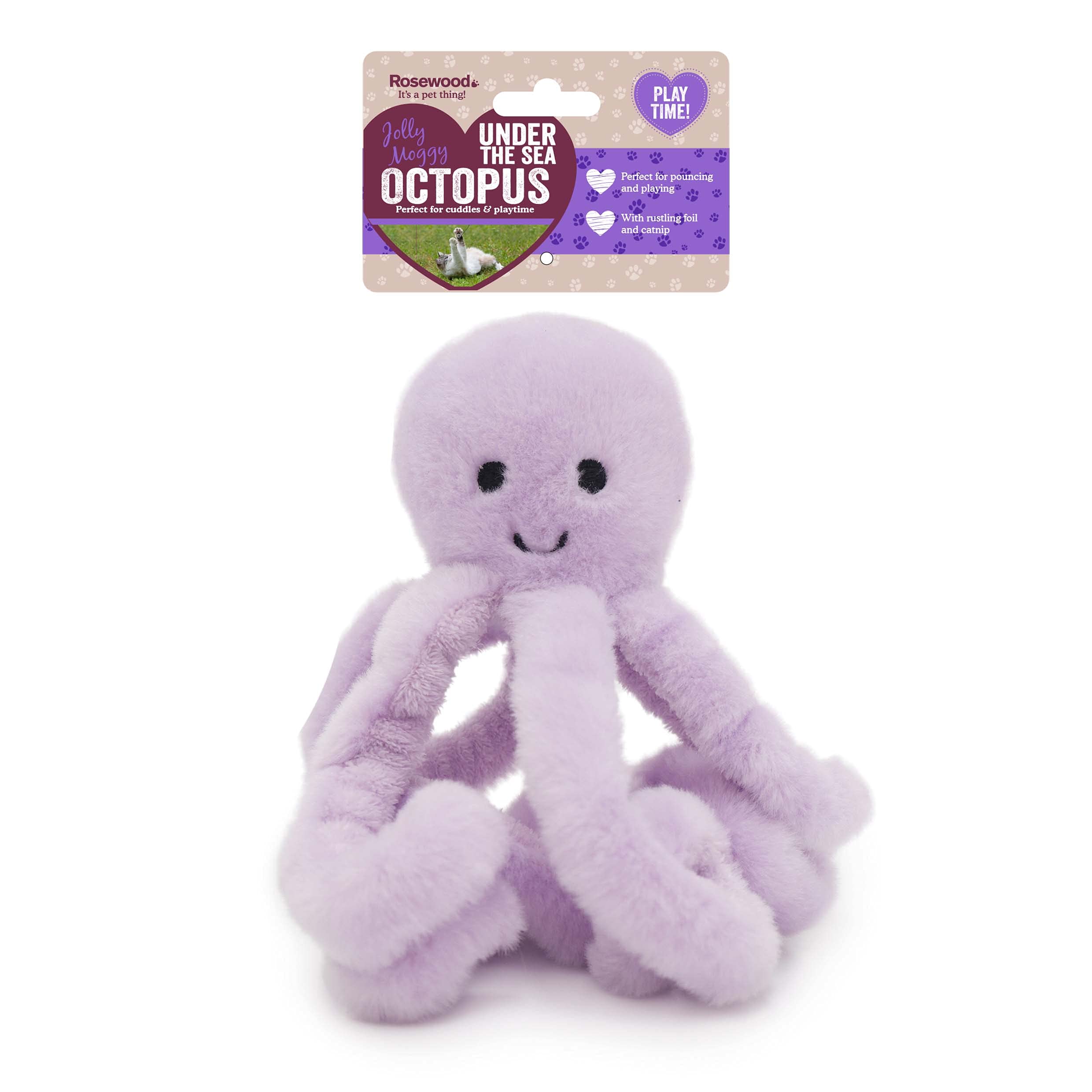 Rosewood Jolly Moggy Under The Sea Oversized Plush Octopus Cat Toy Mixed