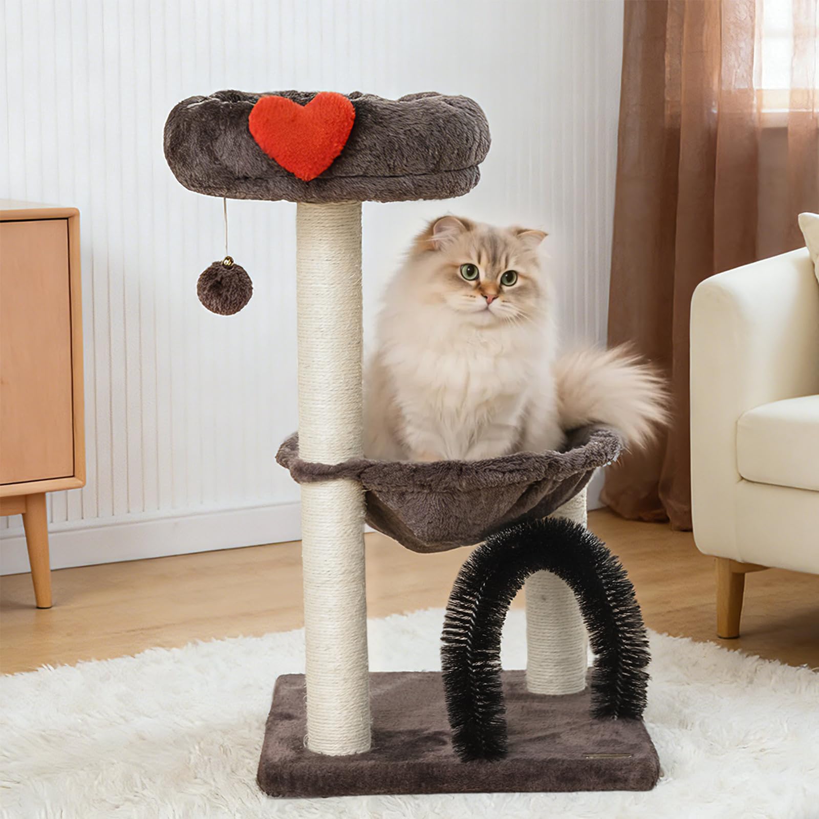 Scratch Time 27.8 Small Cat Tree Tower for Indoor Cats, Multi-Level Cute Cat Tree with Scratching Post| Plush Hammock| Perch| Re
