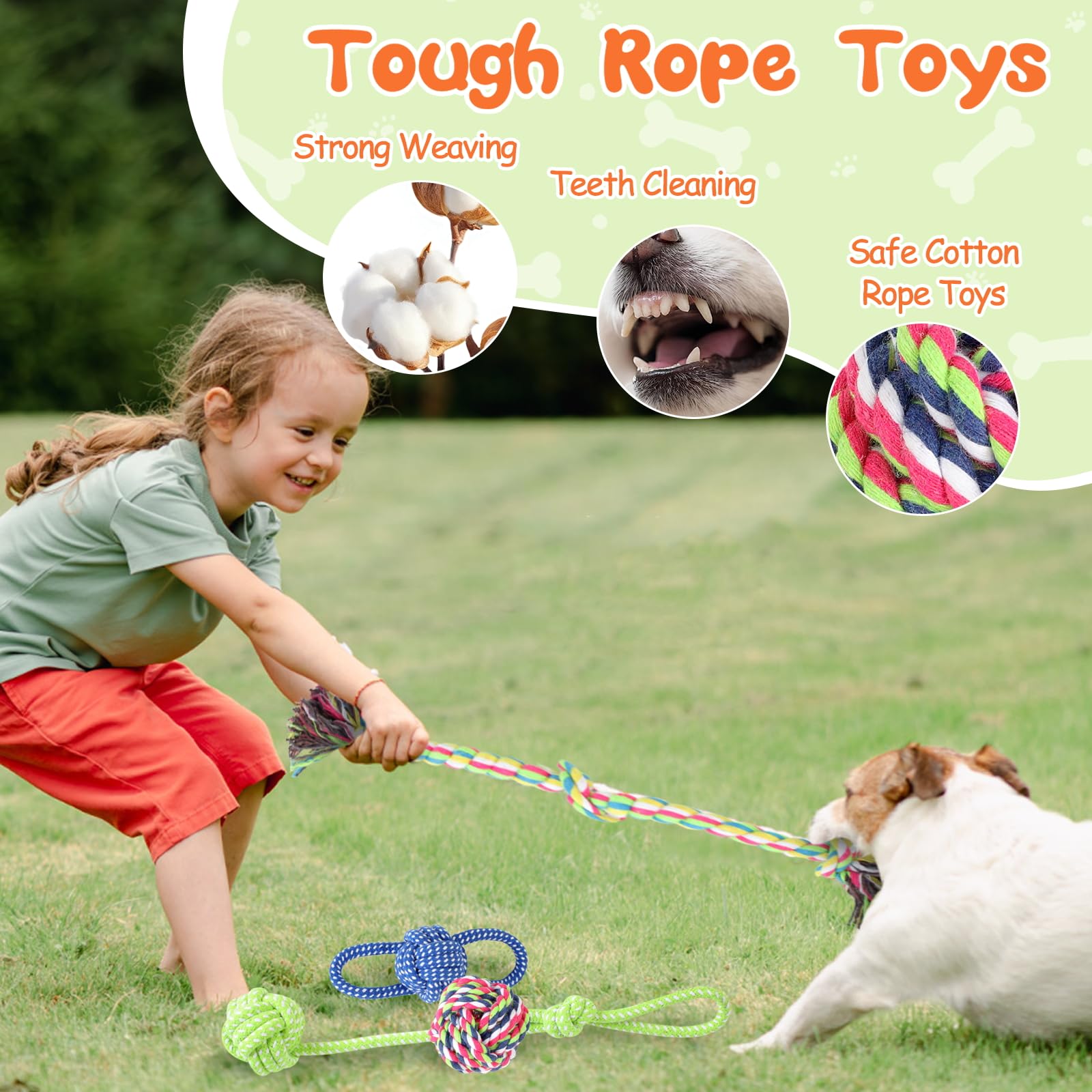 MRSOHRET 15 Pack Dog Toys, Dog Puzzle Toy Puppy Chew Toys for Teething, Dogs Essentials Toy Bundle with No Stuffing Squeaky Toy,