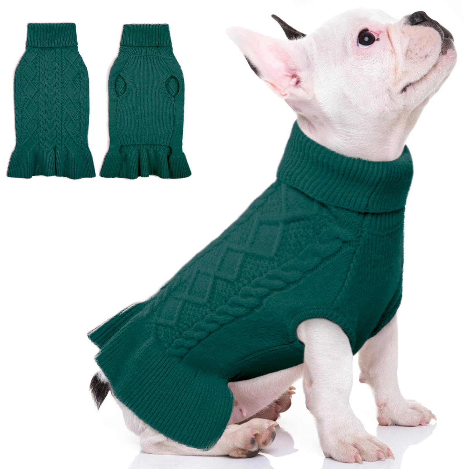Qbleev Small Dog Sweaters For Girls - Warm Winter & Fall Dog Sweaters With Soft Material, Turtleneck & Vest Options, Female Xs