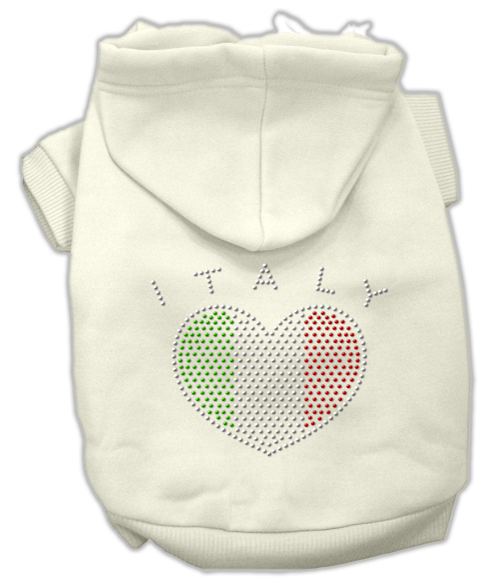 Mirage Pet Products Italian Rhinestone Hoodies, Cream, Small