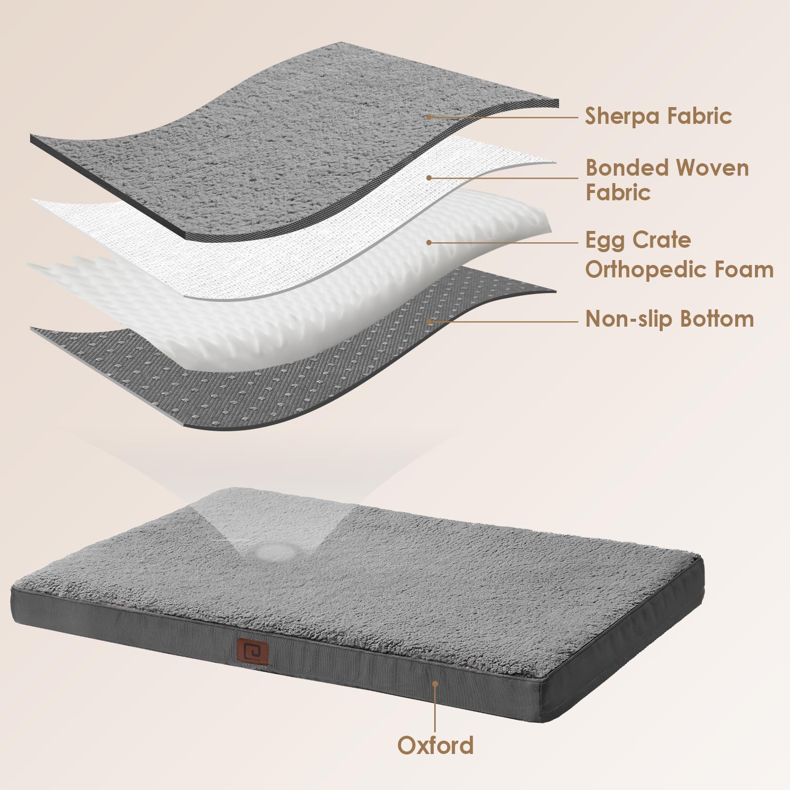 Eheyciga Orthopedic Xl Dog Beds For Extra Large Dogs With Removable Washable Cover For Crate, Grey, 41X27