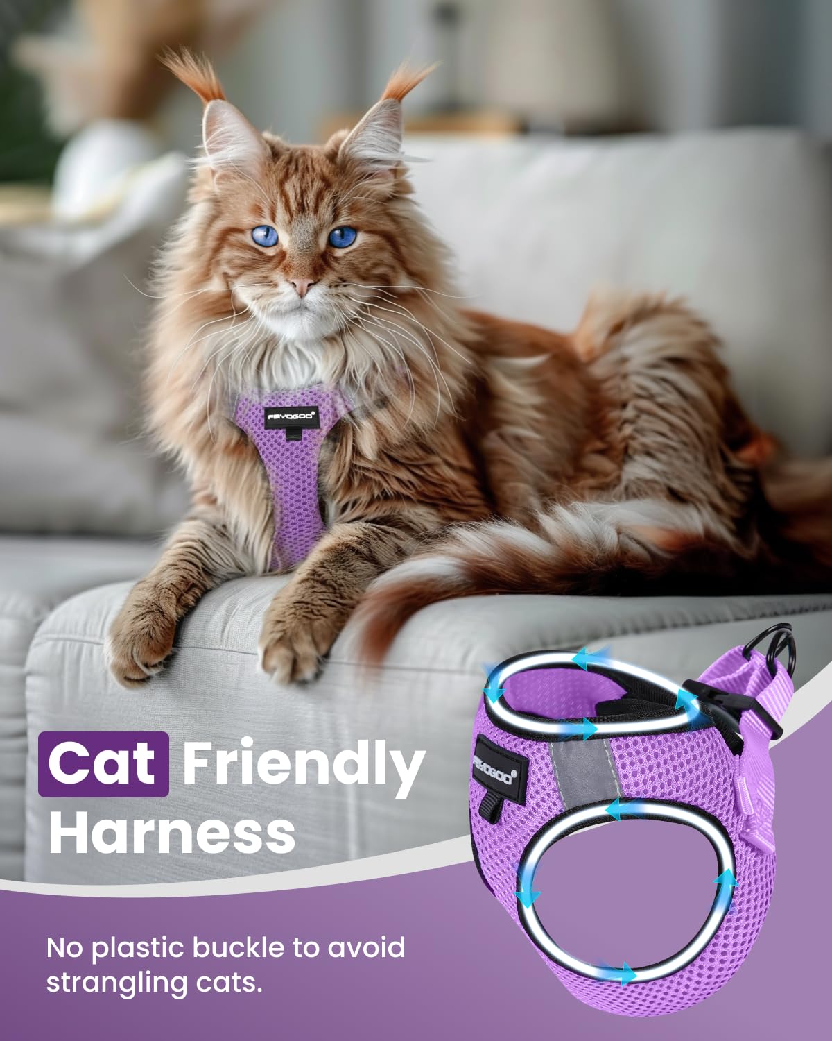 Fayogoo Cat Harness, Cat Leash And Harness Set For Walking Escape Proof, Harness For Small Cats/Small Dogs, Large Kitten/Puppy H