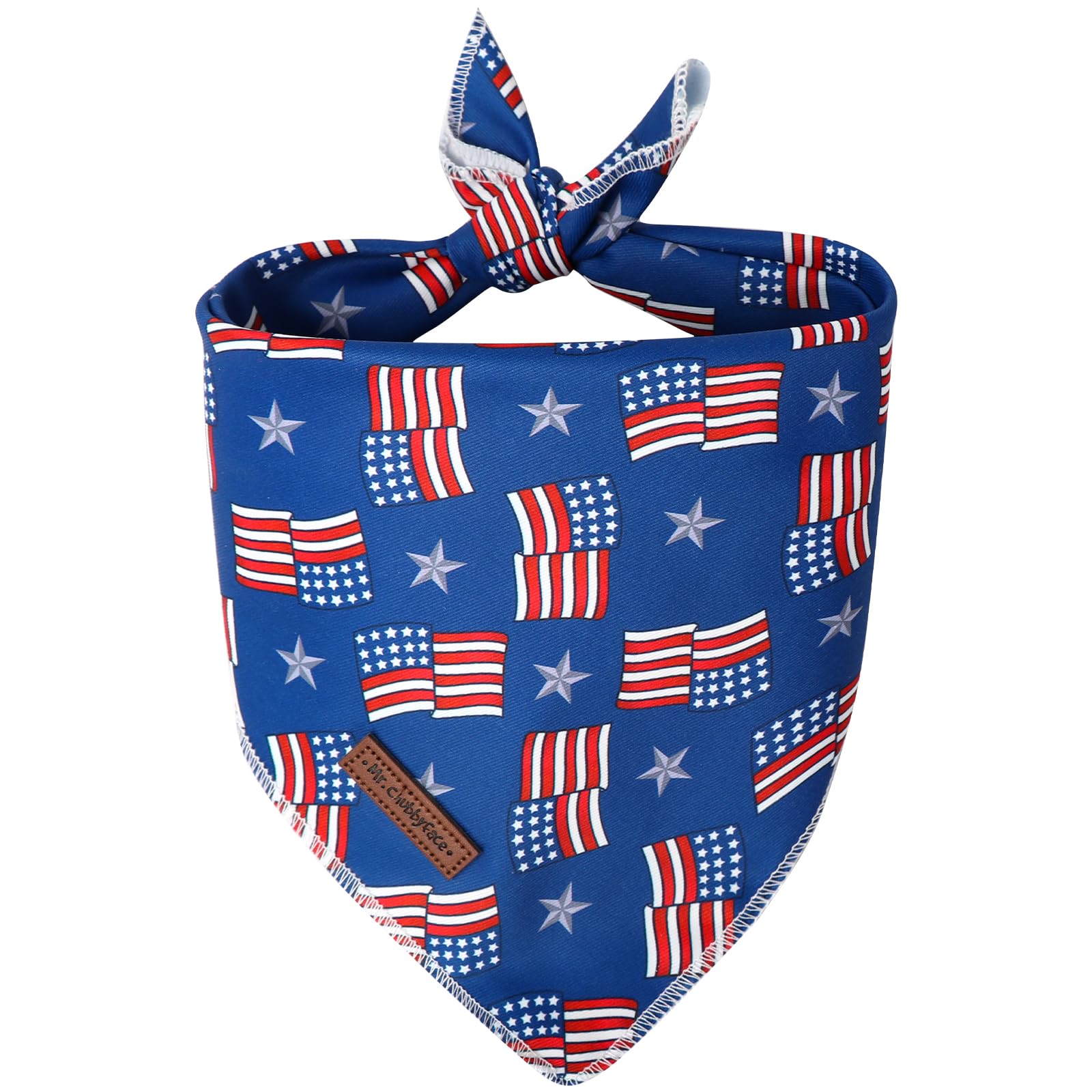 Mr.Chubbface American Flag Dog Bandana, 4Th Of July Cotton Bandana For Small Medium Large Dogs, Adjustable Pet Triangle Bibs Sca