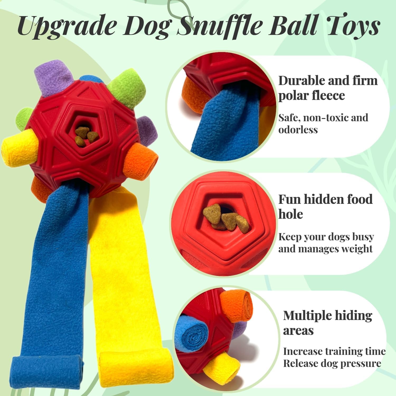 CIIVURR Snuffle Ball for Dog Toys Unbreakable Upgrade Ball Interactive Toy Foraging Snuffle Mat Puppy Treat Dispenser Slow Feede